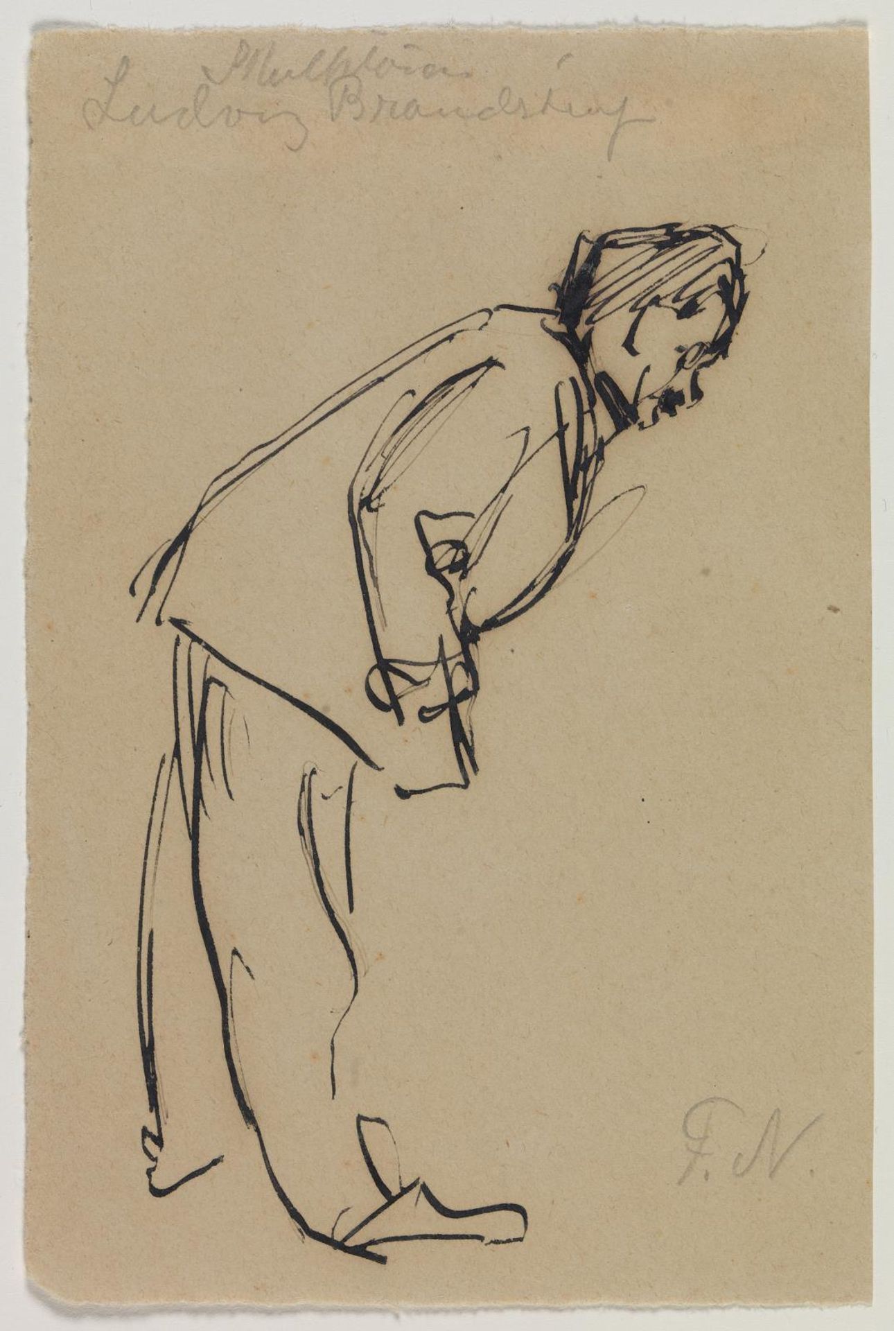Portræt af Ludvig Brandstrup, stående foroverbøjet by Felix Nylund