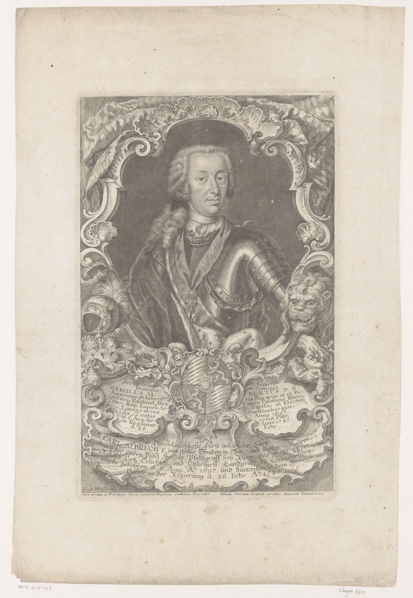 Portret van Karel VII Albert by Gustav Andreas (1692-1775) Wolfgang
