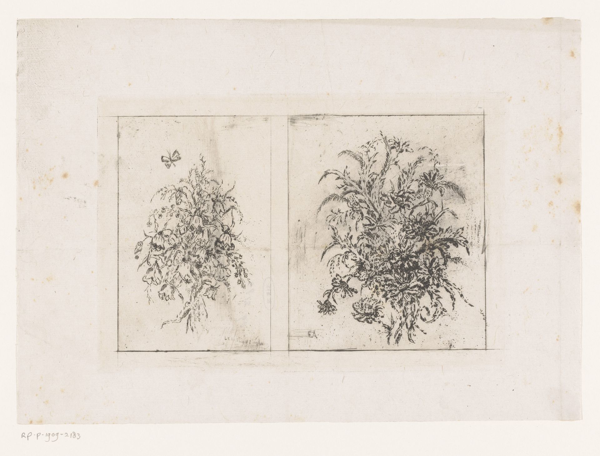 Twee bloemstillevens by Vicomte Arthur-Jean Le Bailly d'Inghuem