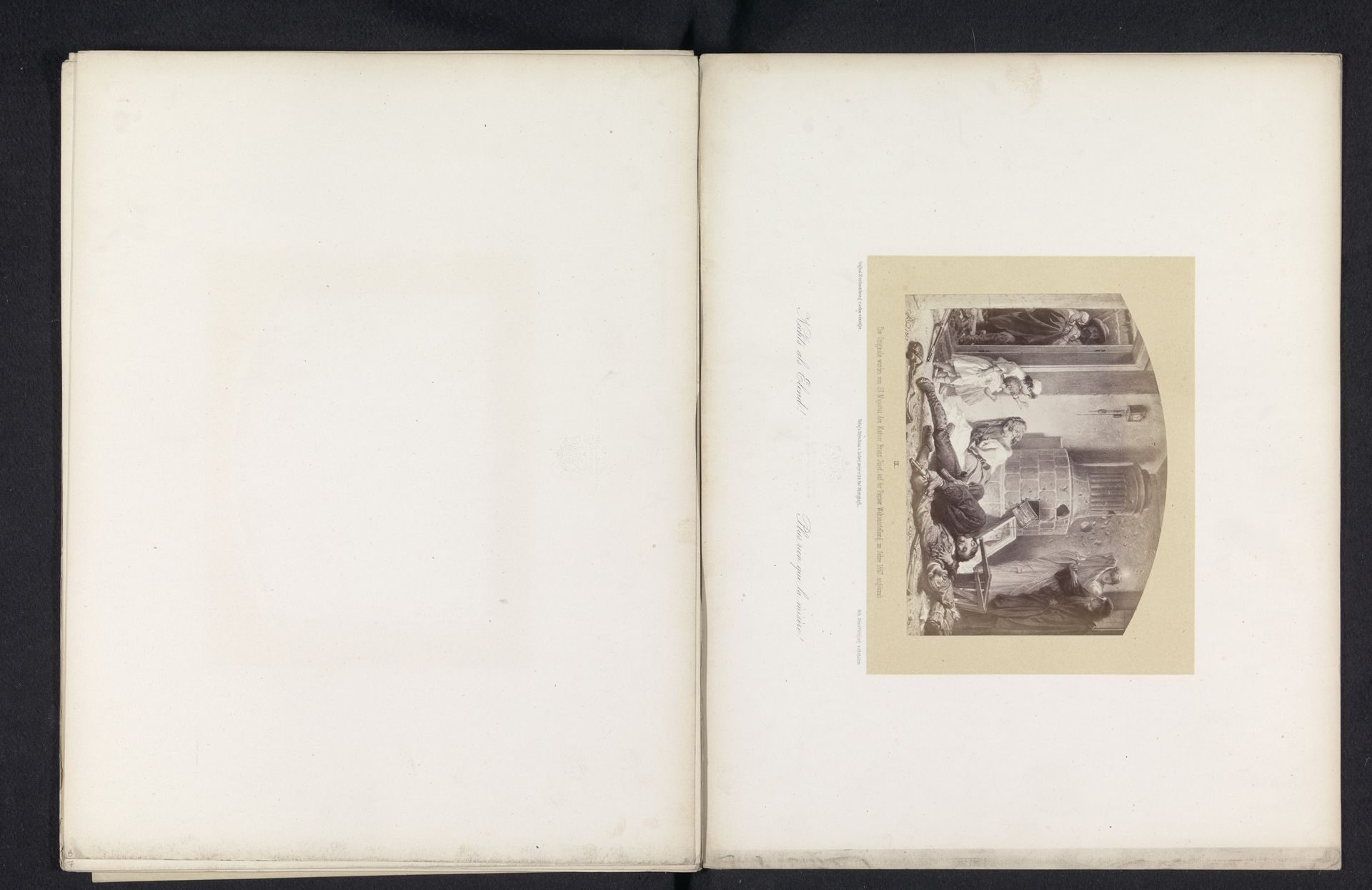 Fotoreproductie van een tekening van een interieur met stervende mensen en kinderen met honger by Ludwig Angerer