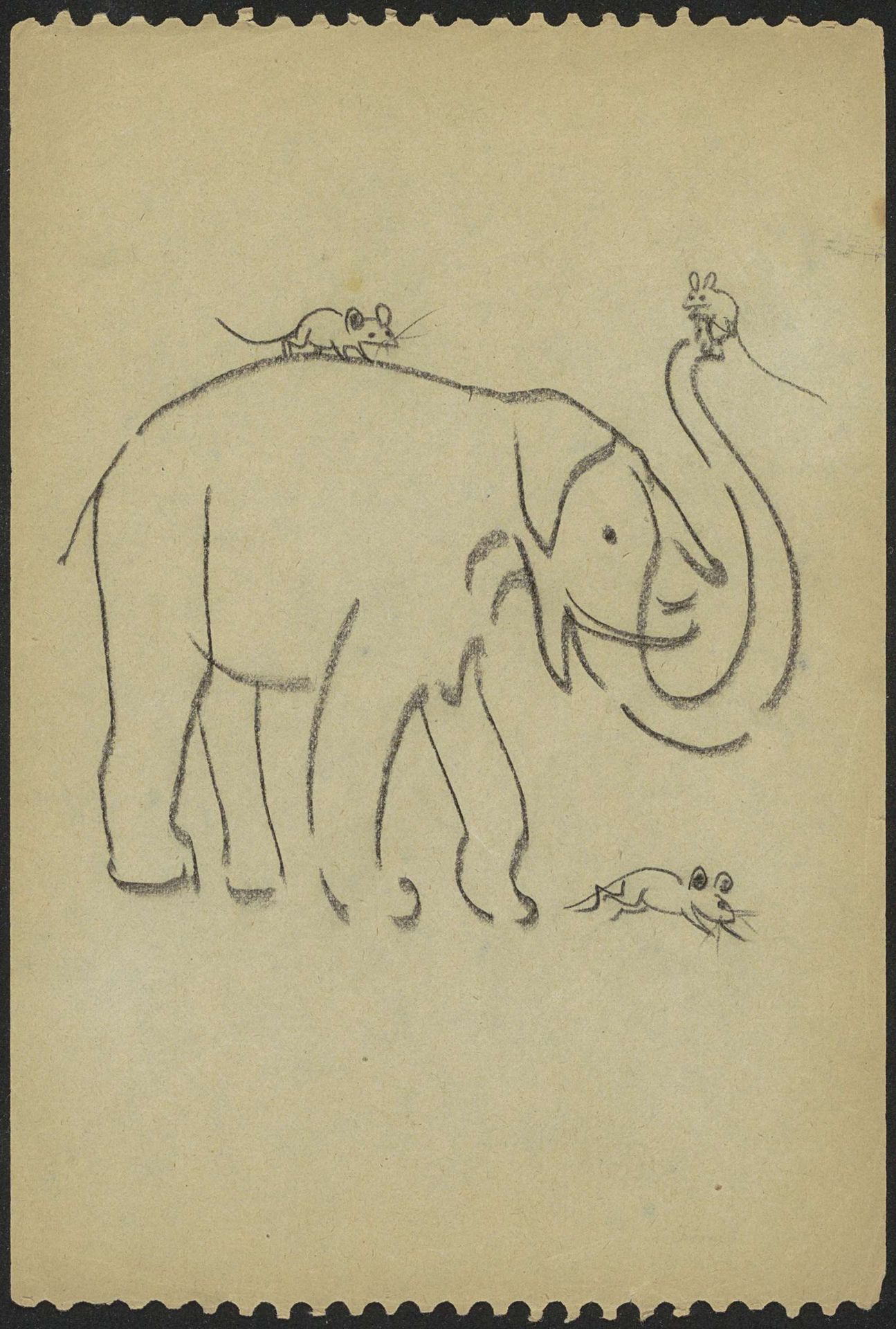 Elephant with Mice on his Back and Trunk by Gerrit Willem Dijsselhof