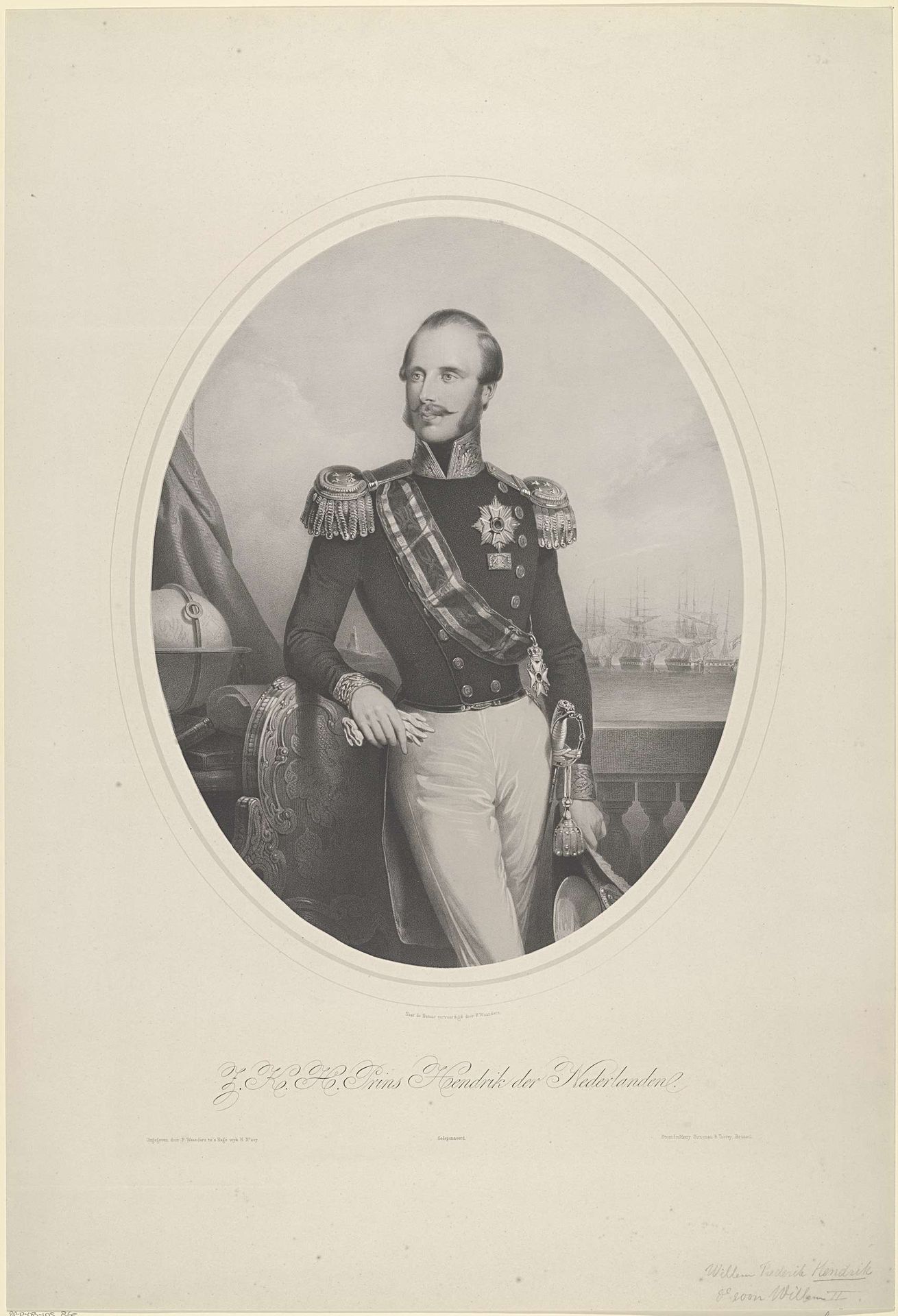 Portret van Hendrik, prins der Nederlanden by Franciscus Bernardus Waanders
