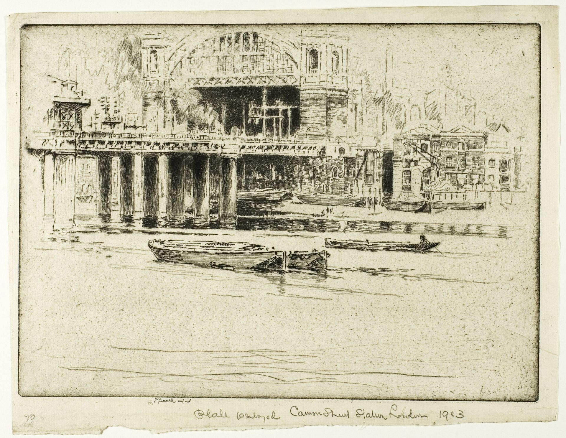 Cannon Street Station, from the River by Joseph Pennell