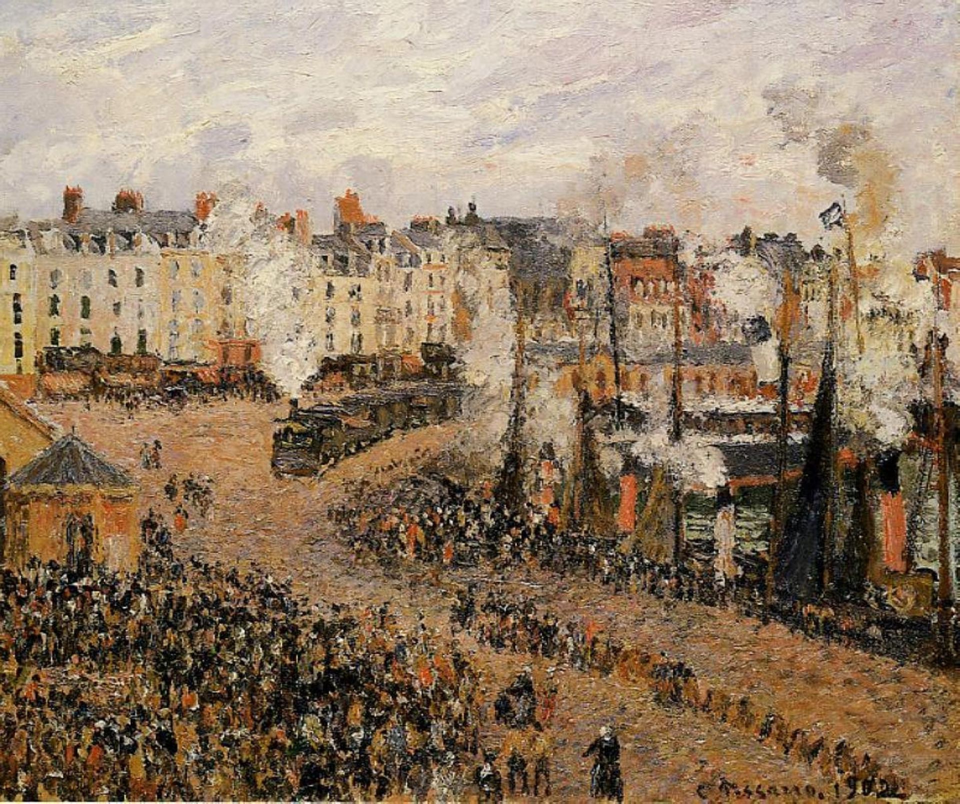 The Fishmarket, Dieppe by Camille Pissarro