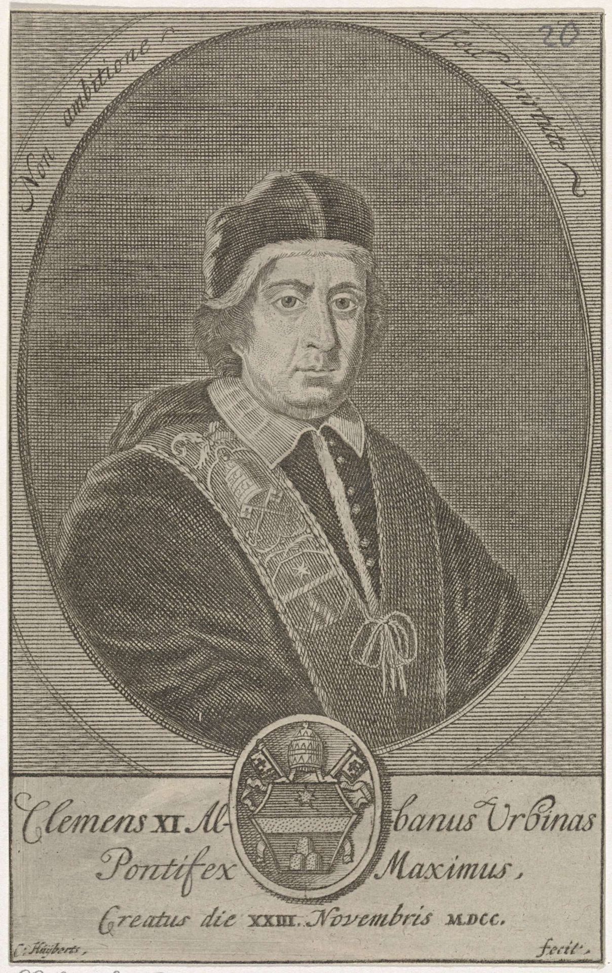 Portret van paus Clemens XI by Cornelis Huyberts