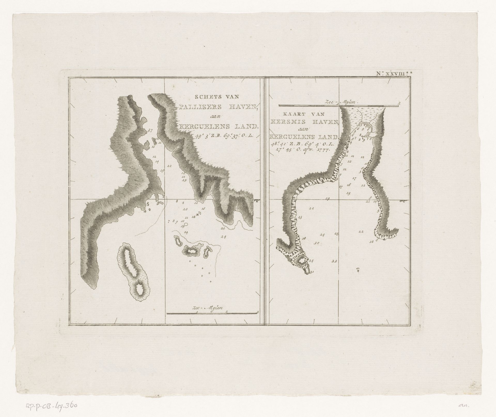 Kaarten van delen van de kust van de Kerguelen in de Indische Oceaan by Anonymous