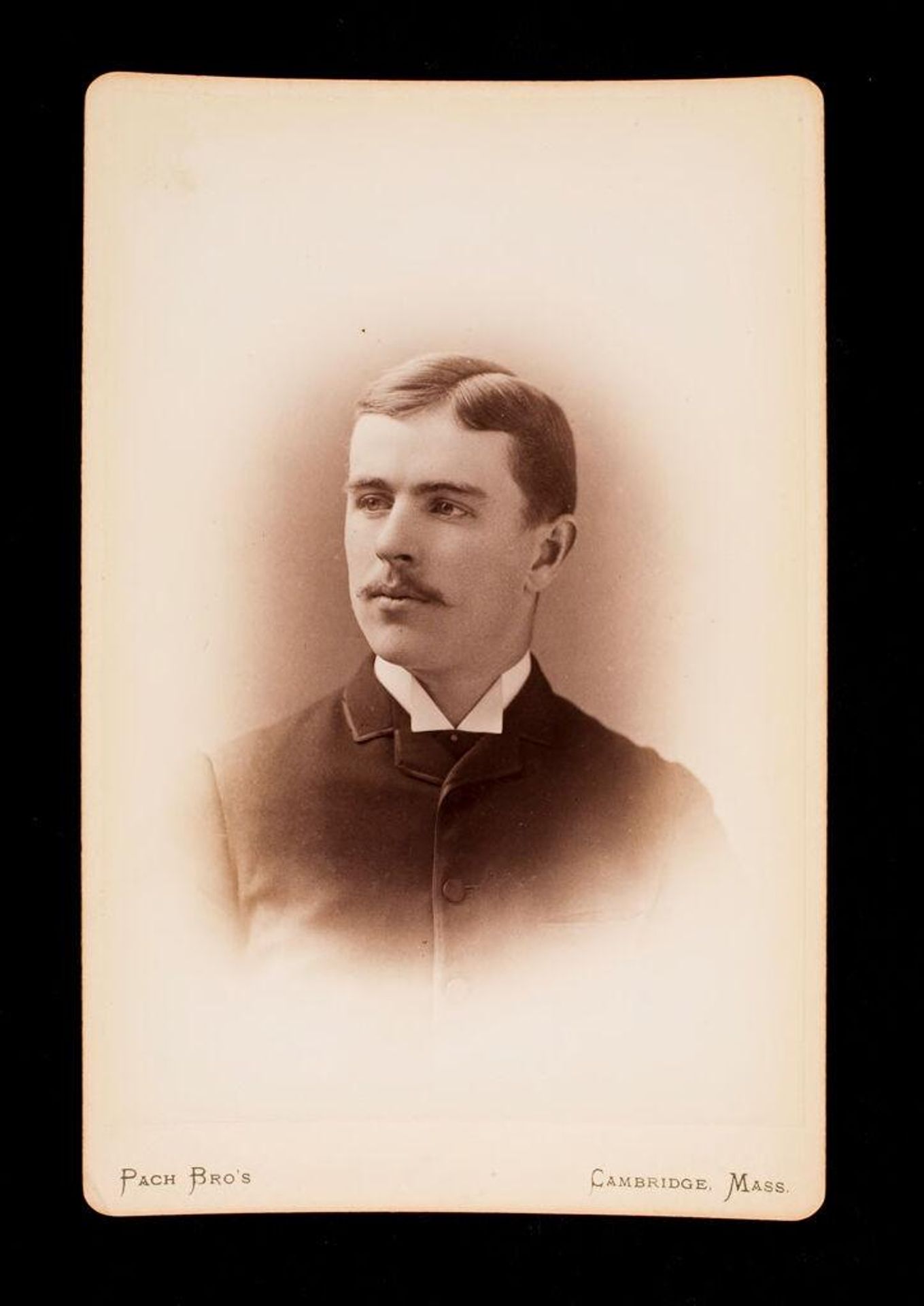 Untitled (bust length portrait of man with moustache labeled Fred Ball Rice, 1887) by Pach Brothers