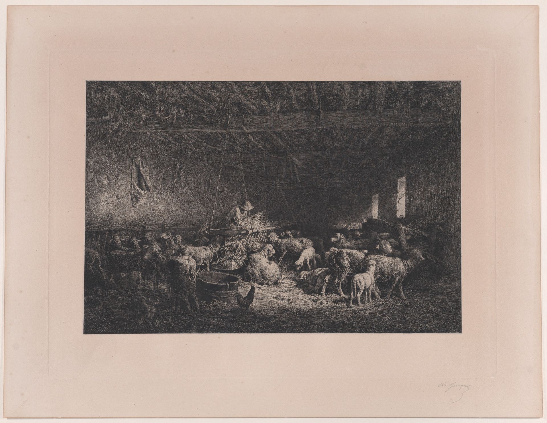 Interior of a Sheepfold by Charles Jacque