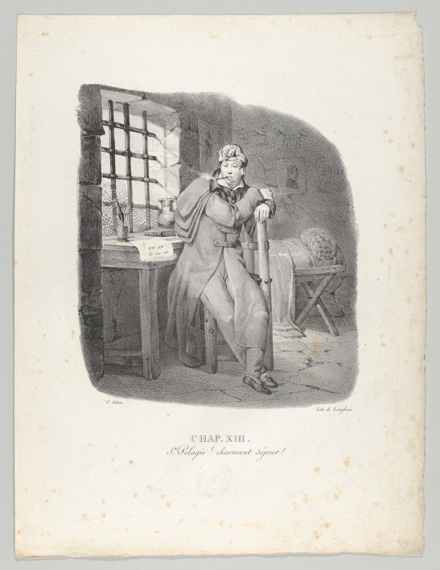 Chap. XIII: Ste. Pelagie! charmant séjour! (Sainte-Pélagie Prison, a charming stay!) by Victor Adam