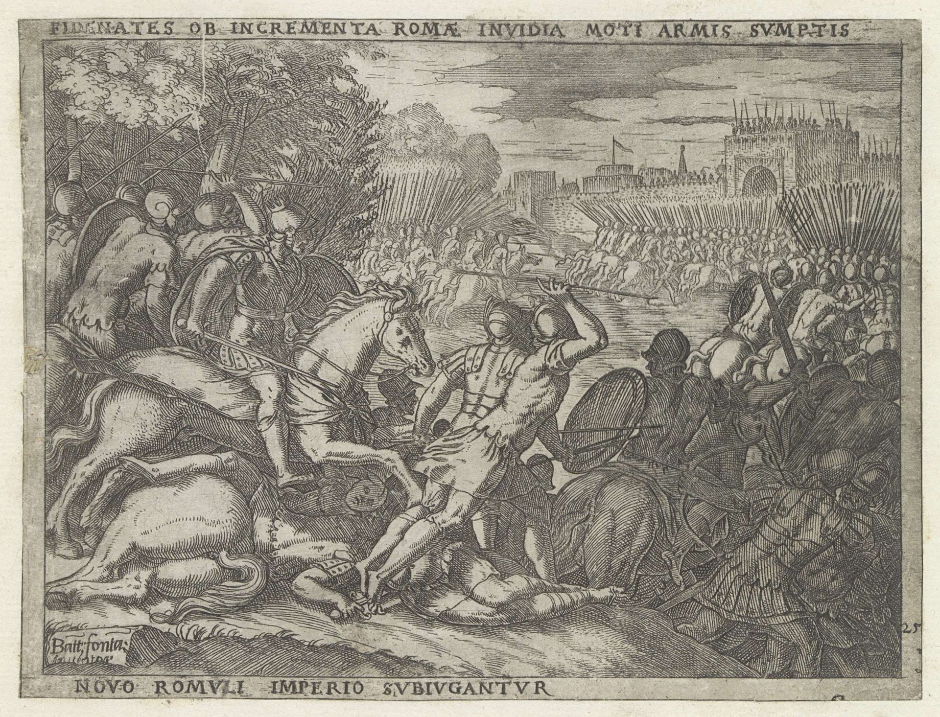 Romulus onderwerpt Fidenae by Giovanni Battista Fontana