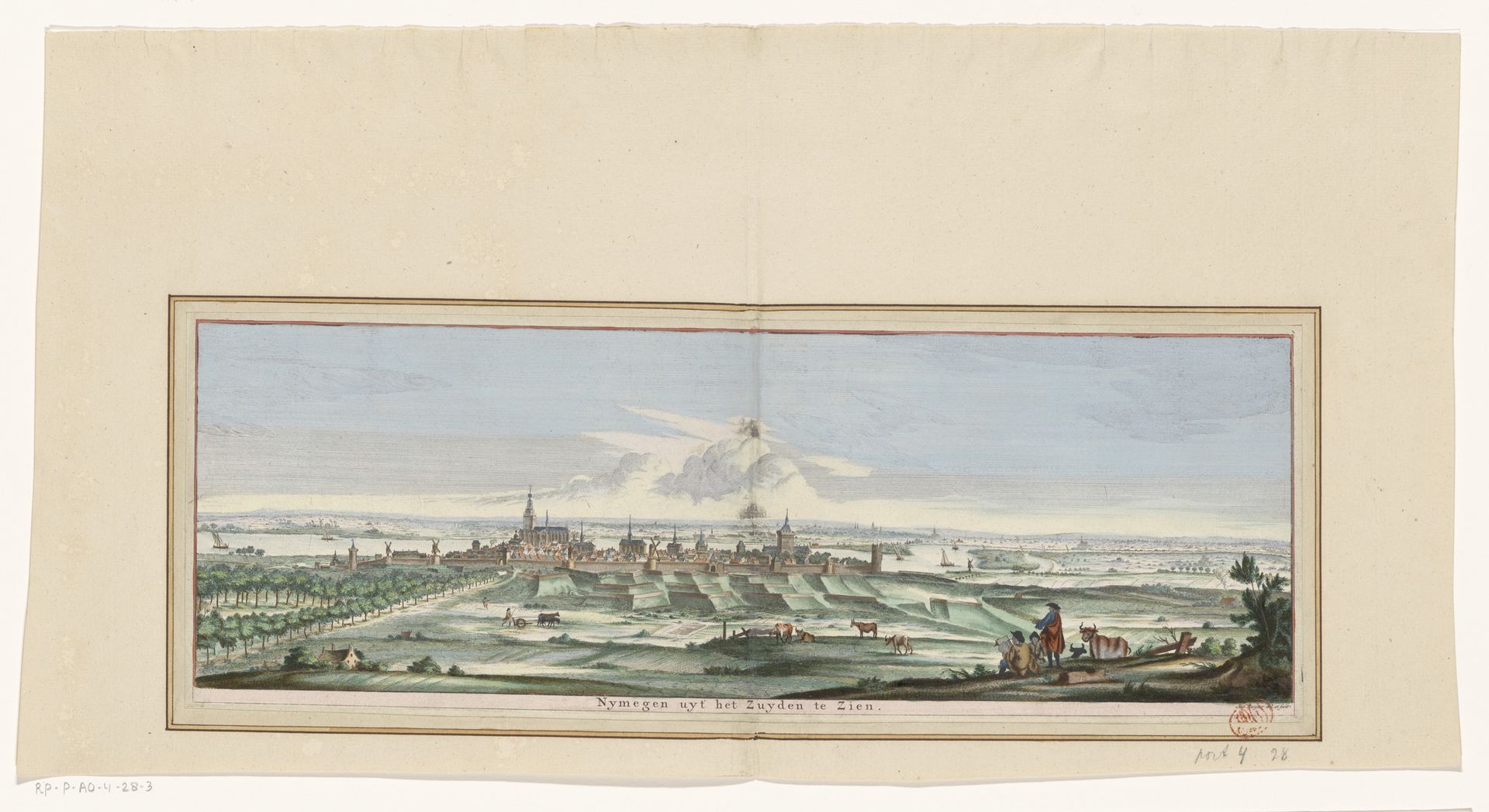 Gezicht op Nijmegen vanuit het zuiden by Jan Ruyter