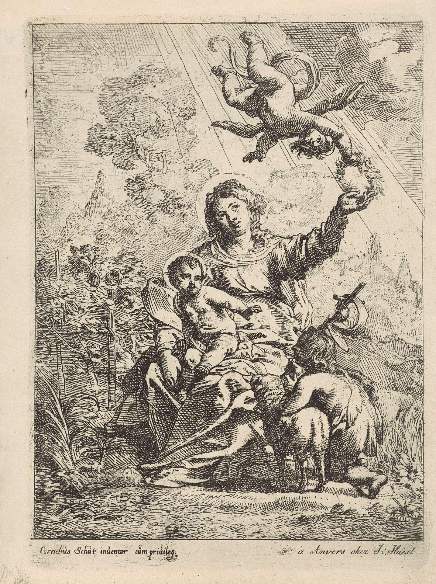 Madonna met kind en Johannes de Doper by Cornelis Schut