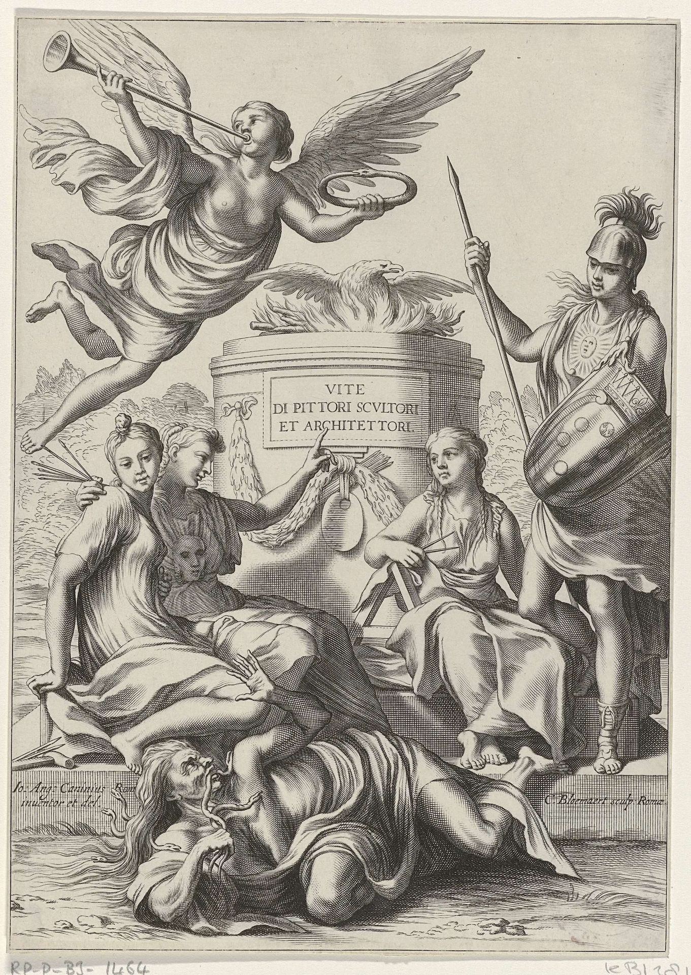 Titelpagina voor Giovanni Battista, Le vite de' pittori, scvltori et architetti, Rome, 1642 by Cornelis Bloemaert