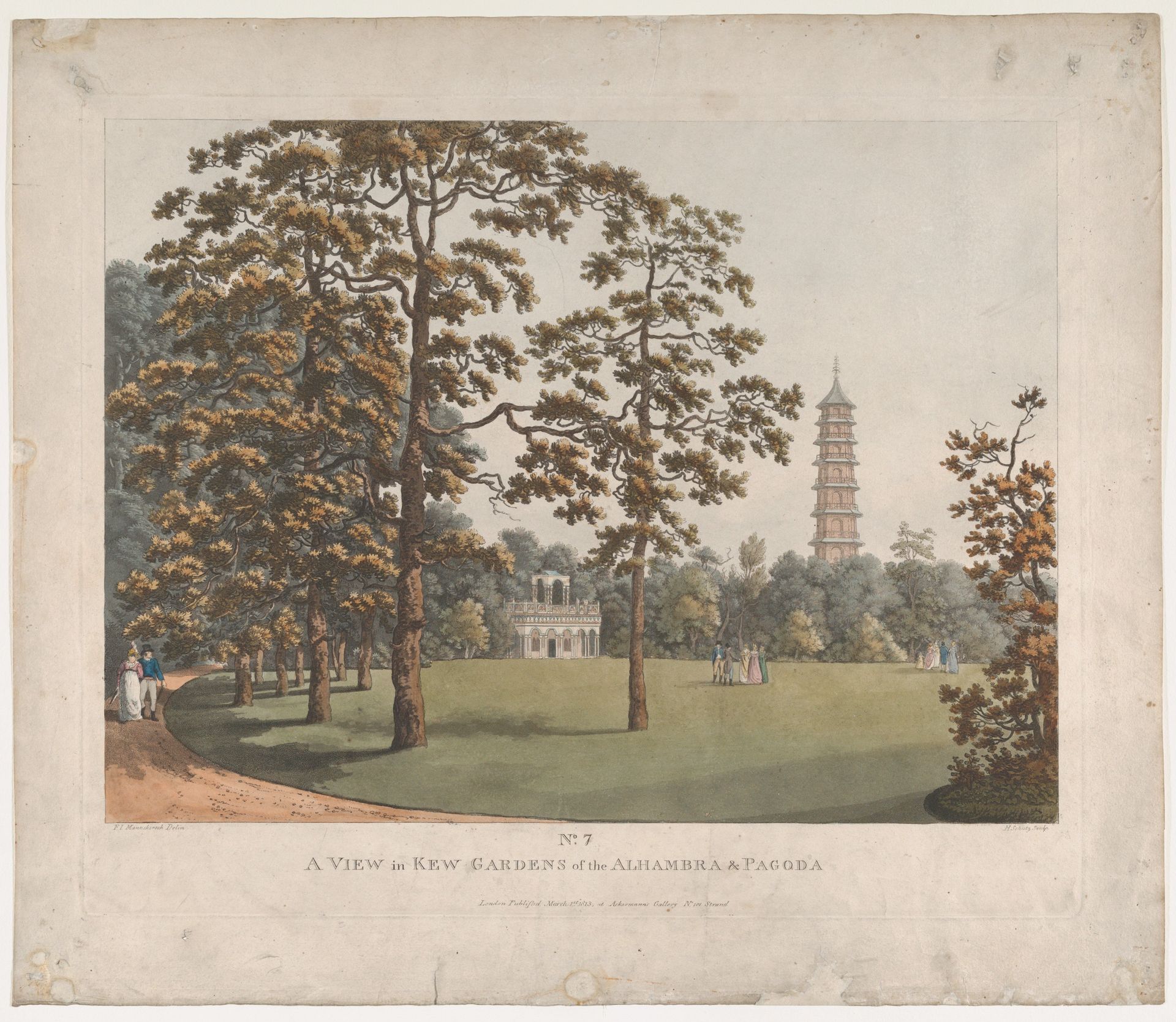 A View in Kew Gardens of the Alhambra and the Pagoda by Heinrich Joseph Schütz