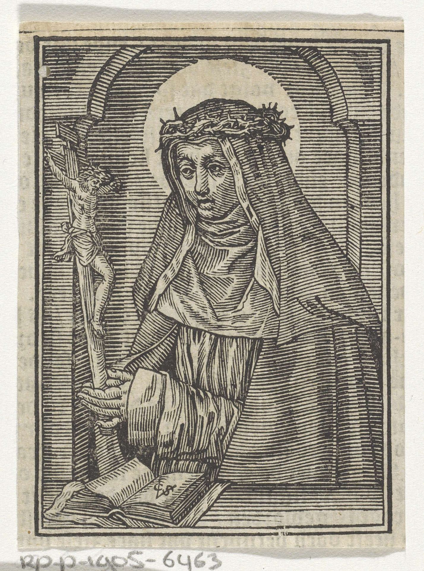 Heilige met een doornenkroon, een crucifix en een boek by Christoffel van (II) Sichem