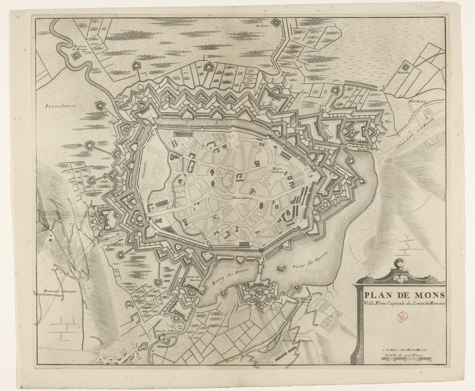 Plan van het beleg van Bergen (Mons), 1709 by Pieter van (II) Call