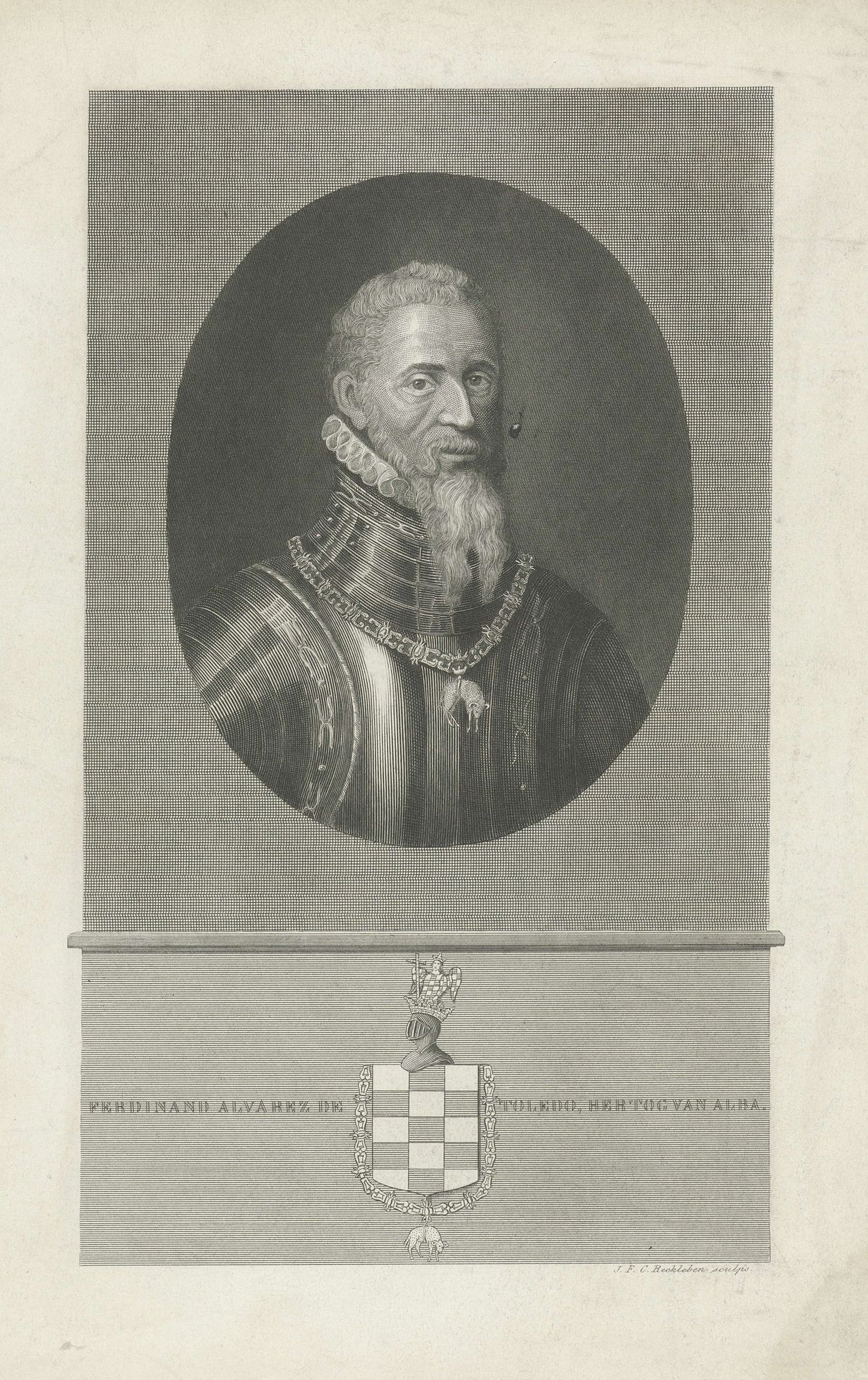 Portret van Ferdinand Alvarez de Toledo, hertog van Alva by Jan Frederik Christiaan Reckleben