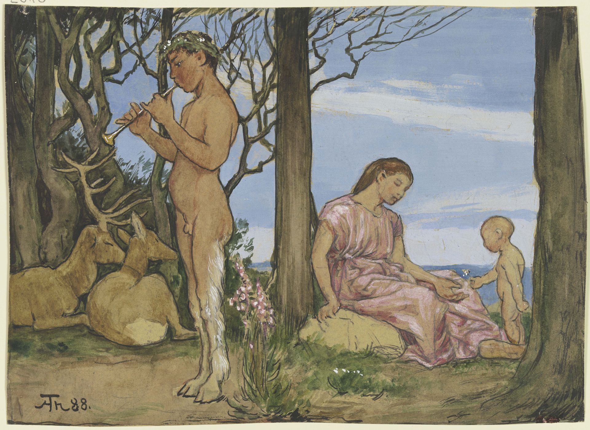 Faun and nymph by Hans Thoma
