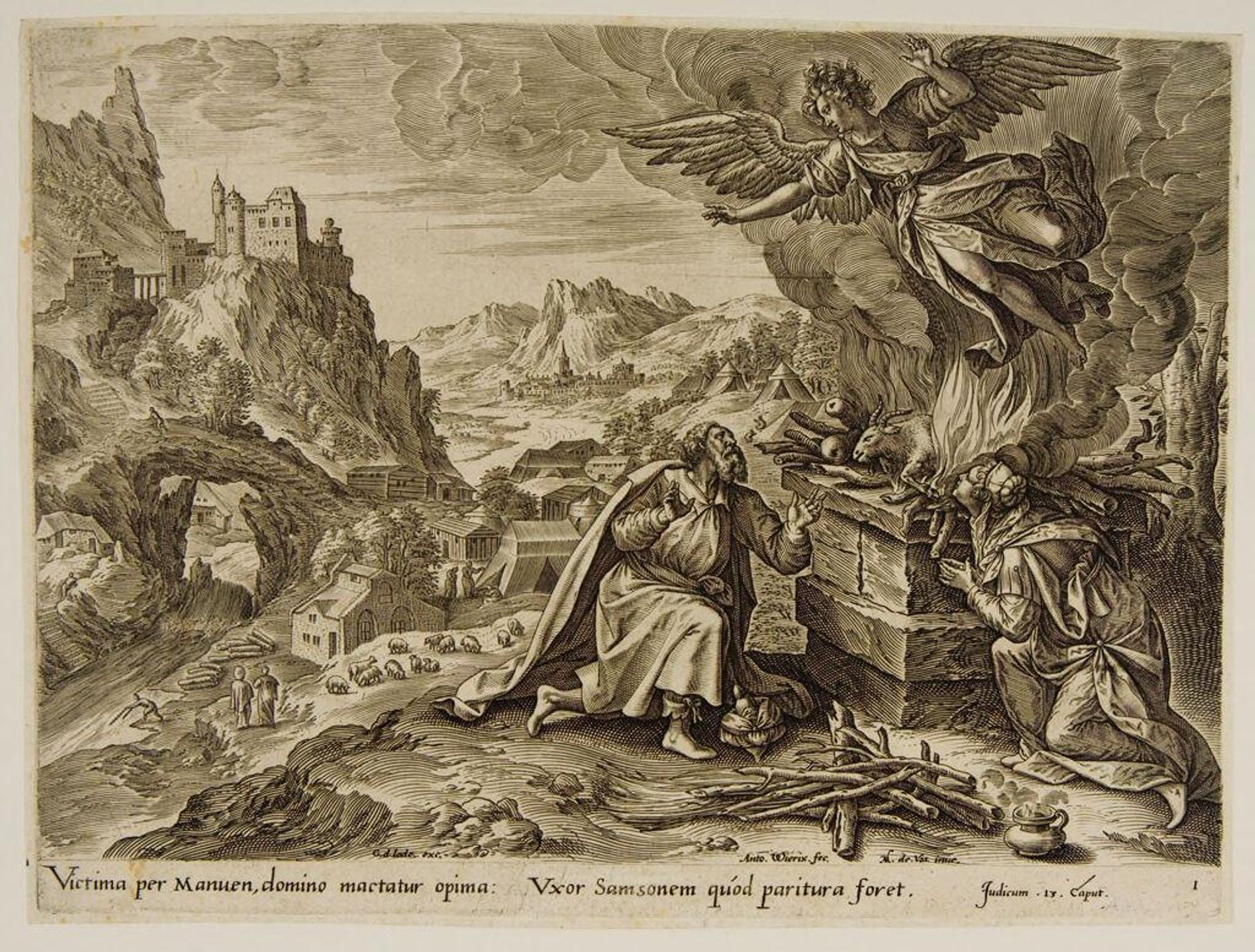 Manoah's Sacrifice by Anton Wierix II