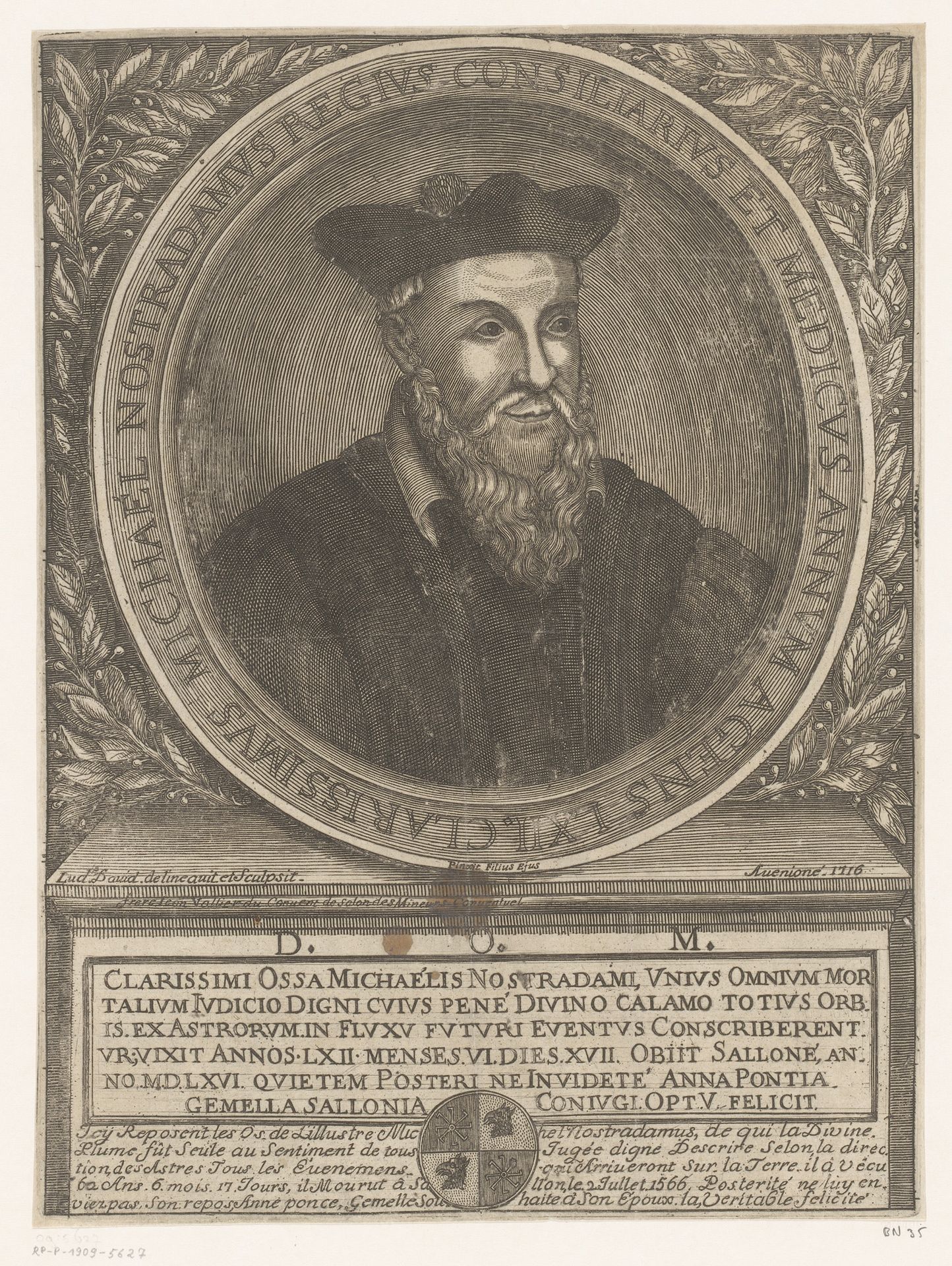 Portret van Nostradamus op 62-jarige leeftijd by Louis David