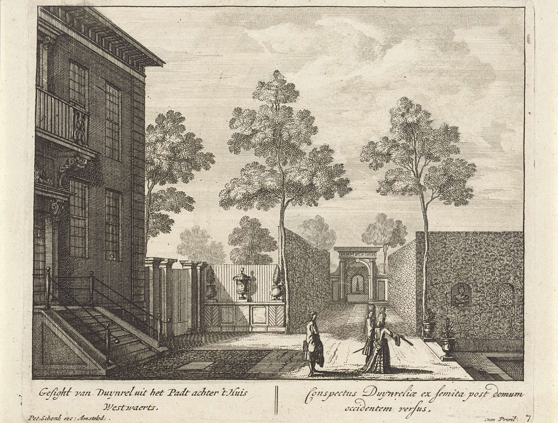 Pad met figuren aan achterzijde van buitenplaats Duinrell by Anonymous