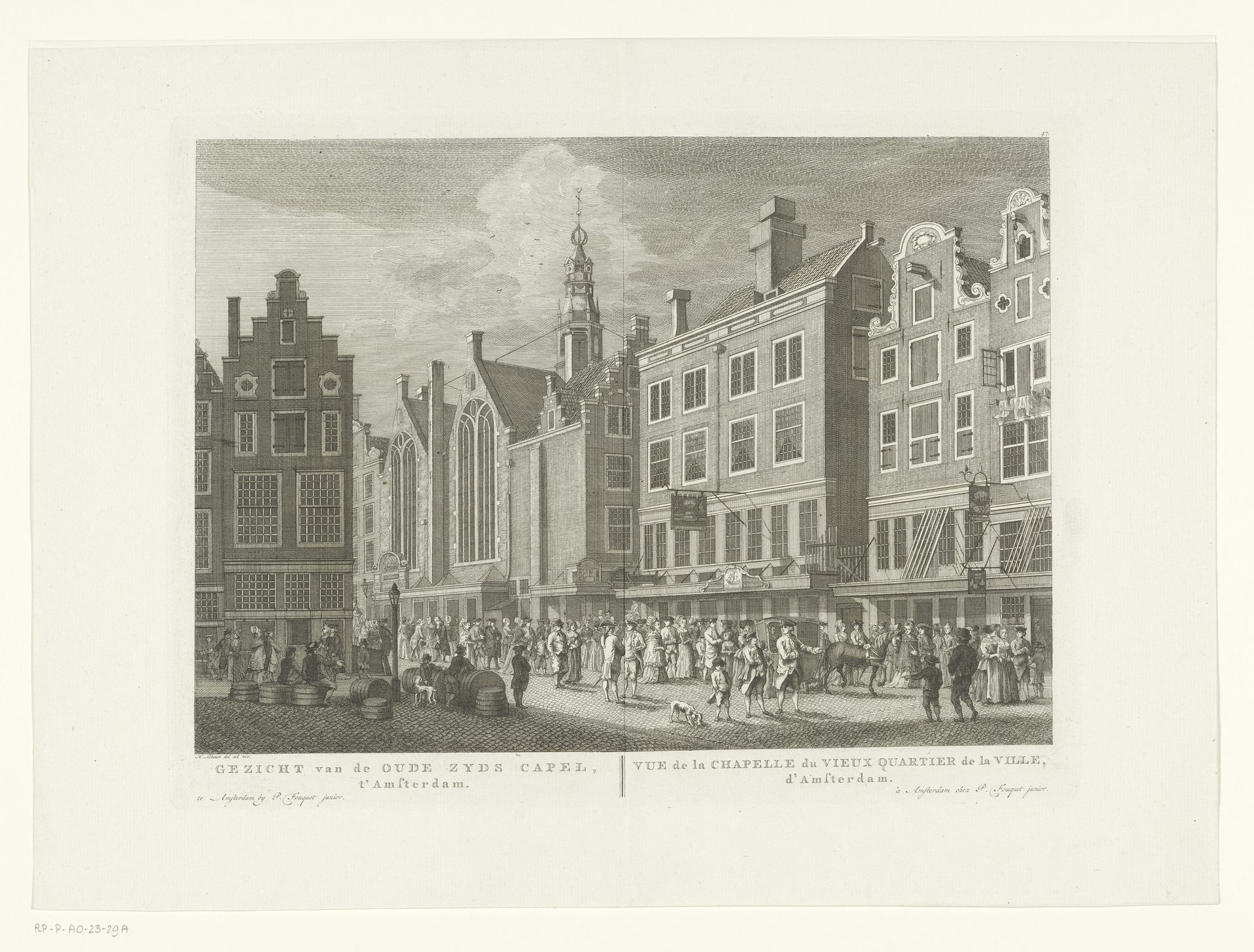 Gezicht op de Sint-Olofskapel (Oudezijds Kapel) te Amsterdam by Hermanus Petrus Schouten
