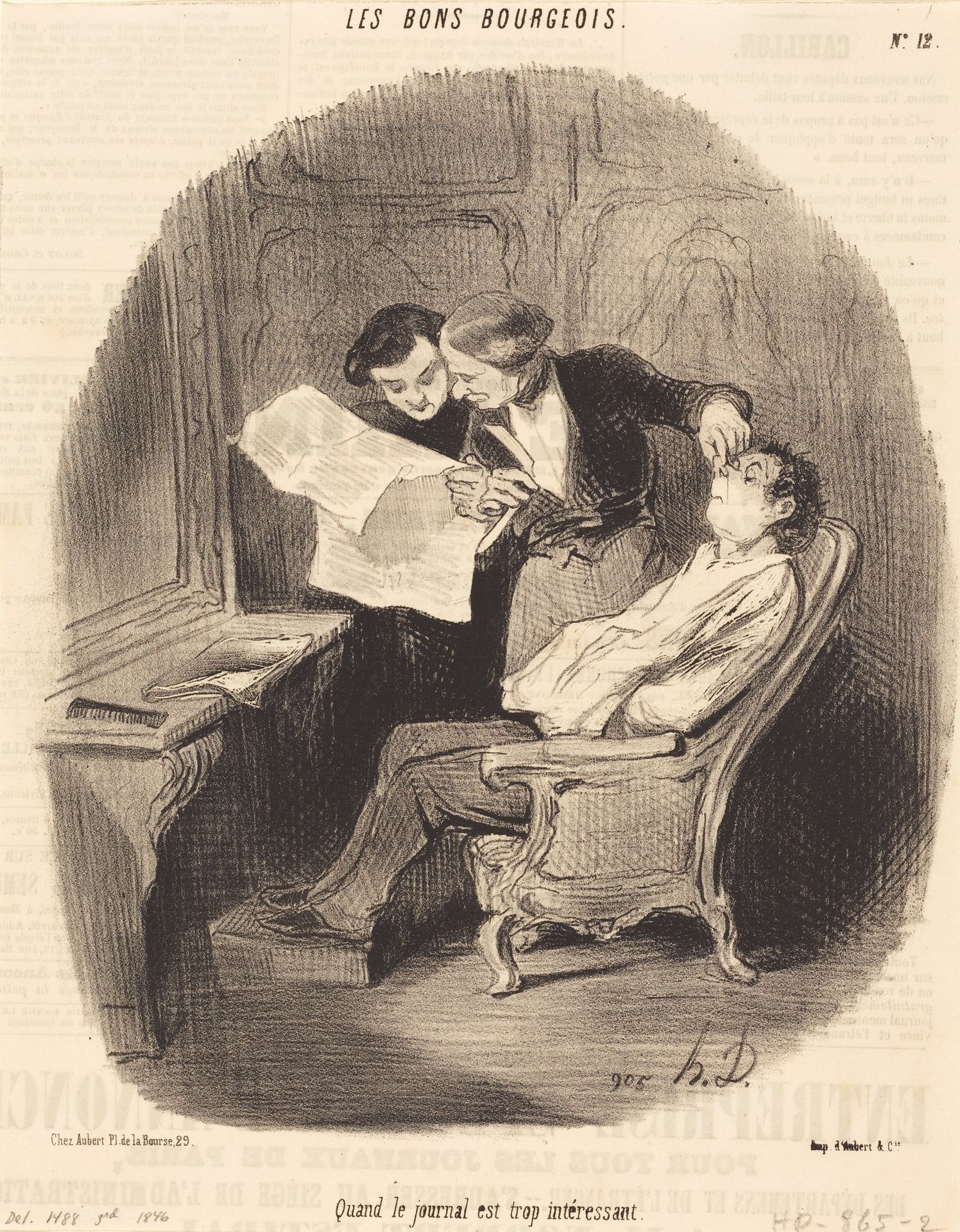 Quand le journal est trop intéressant by Honoré Daumier