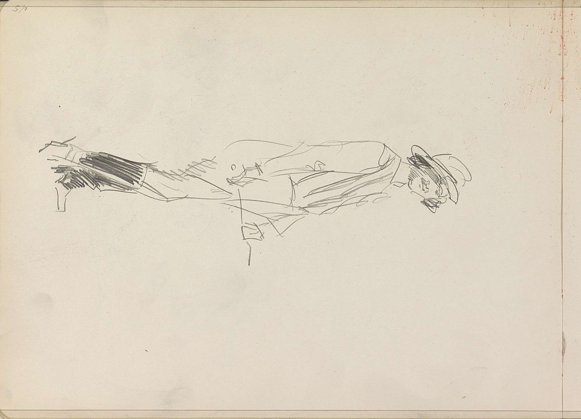 Staande figuur met hoed, in profiel by Isaac Israels