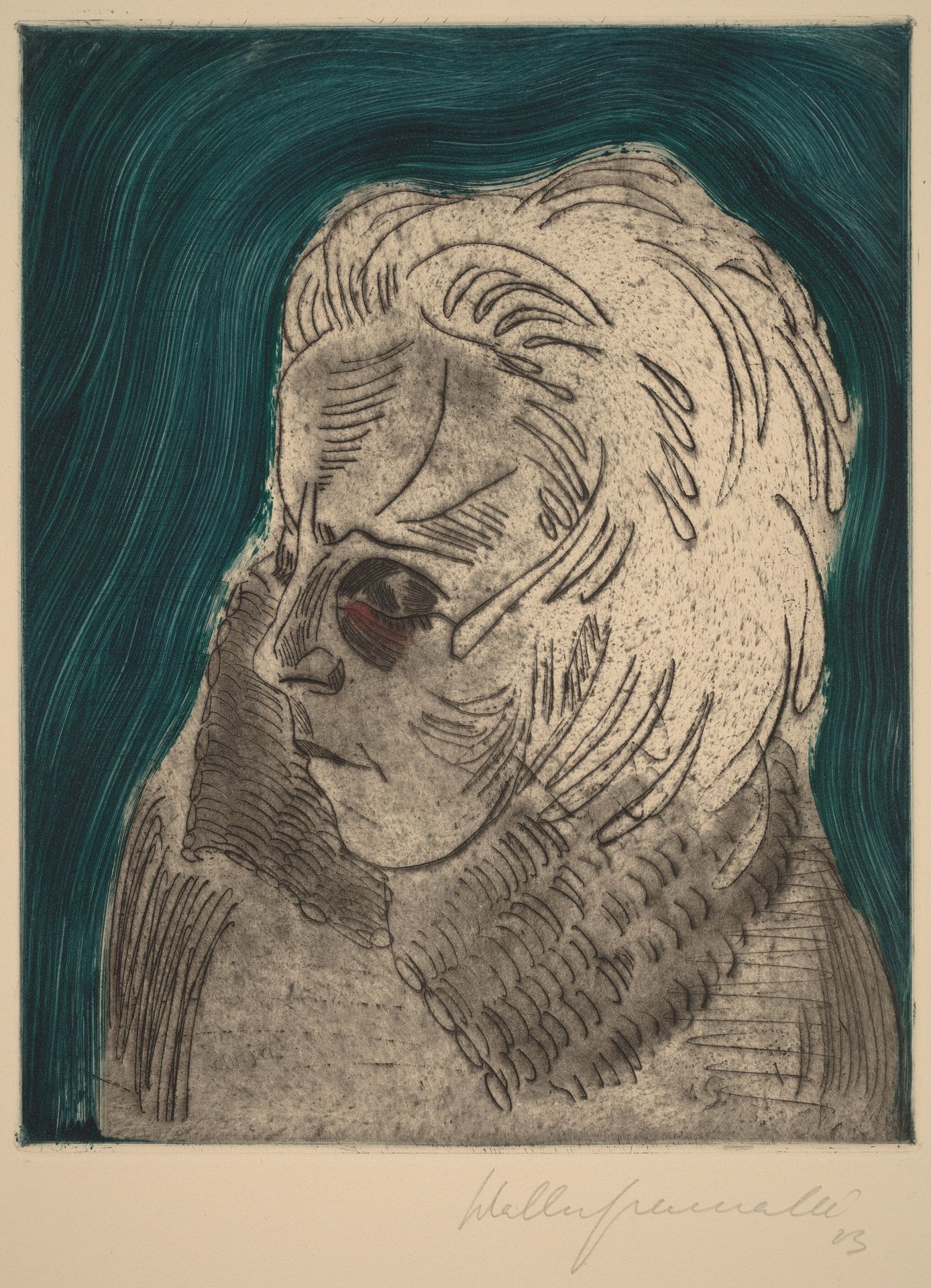 Tired Woman, Sonia Gramatté (Müder Mädchenkopf, Sonia Gramatté) by Walter Gramatté