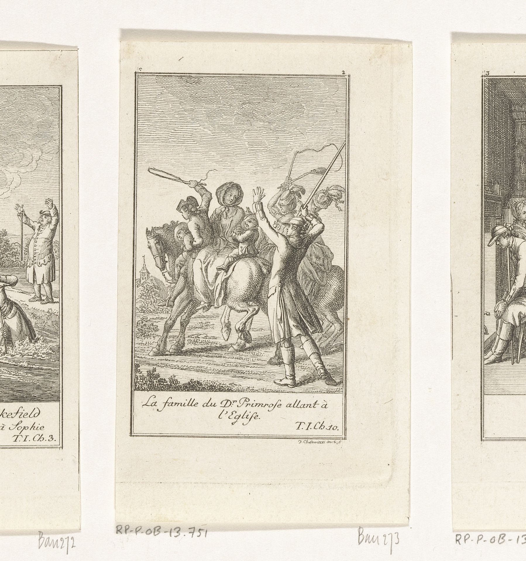 Familie Primrose op weg naar de kerk by Daniel Nikolaus Chodowiecki