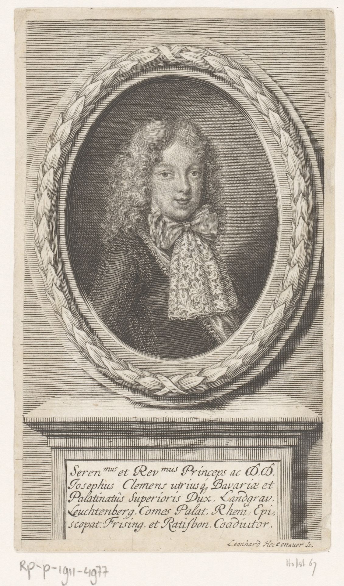 Portret van Jozef Klemens van Beieren by Leonhard Heckenauer