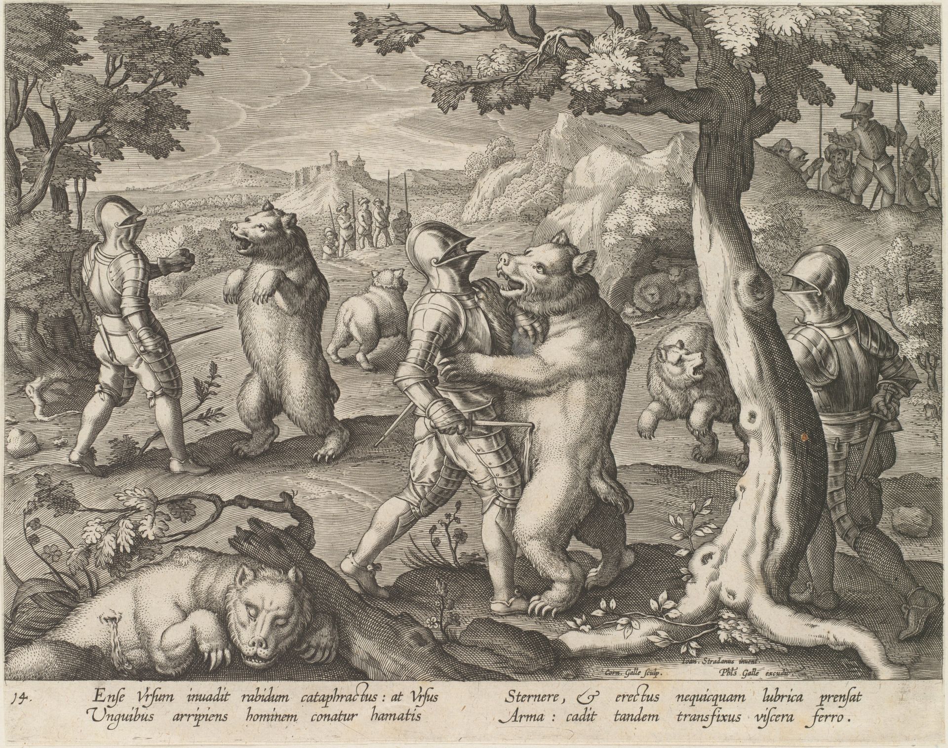 Bear Hunt, from the series Venationes Ferarum, Avium, Piscium... by Jan van der Straet, called Stradanus