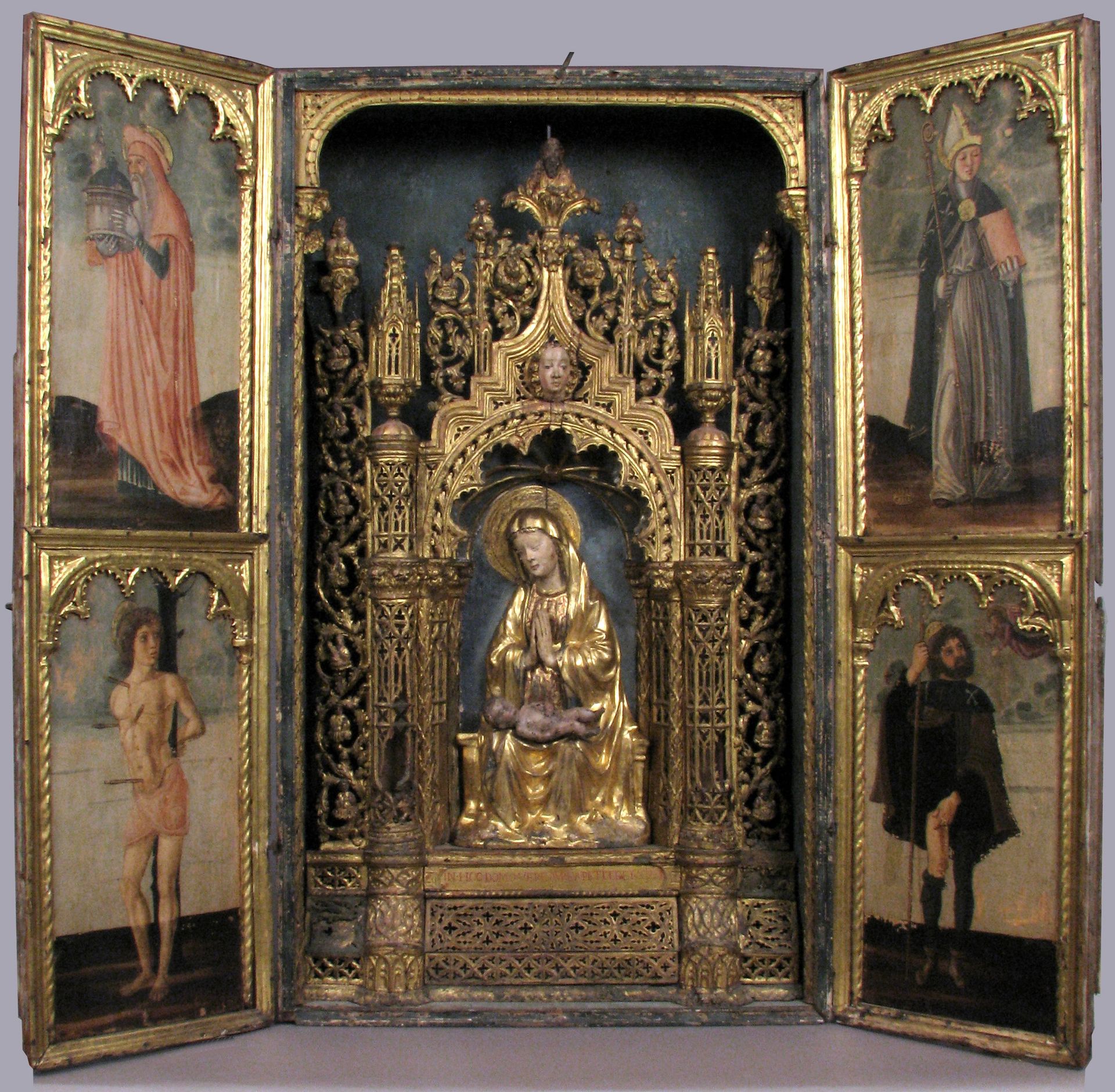Altar Shrine with Four Saints by Anonymous