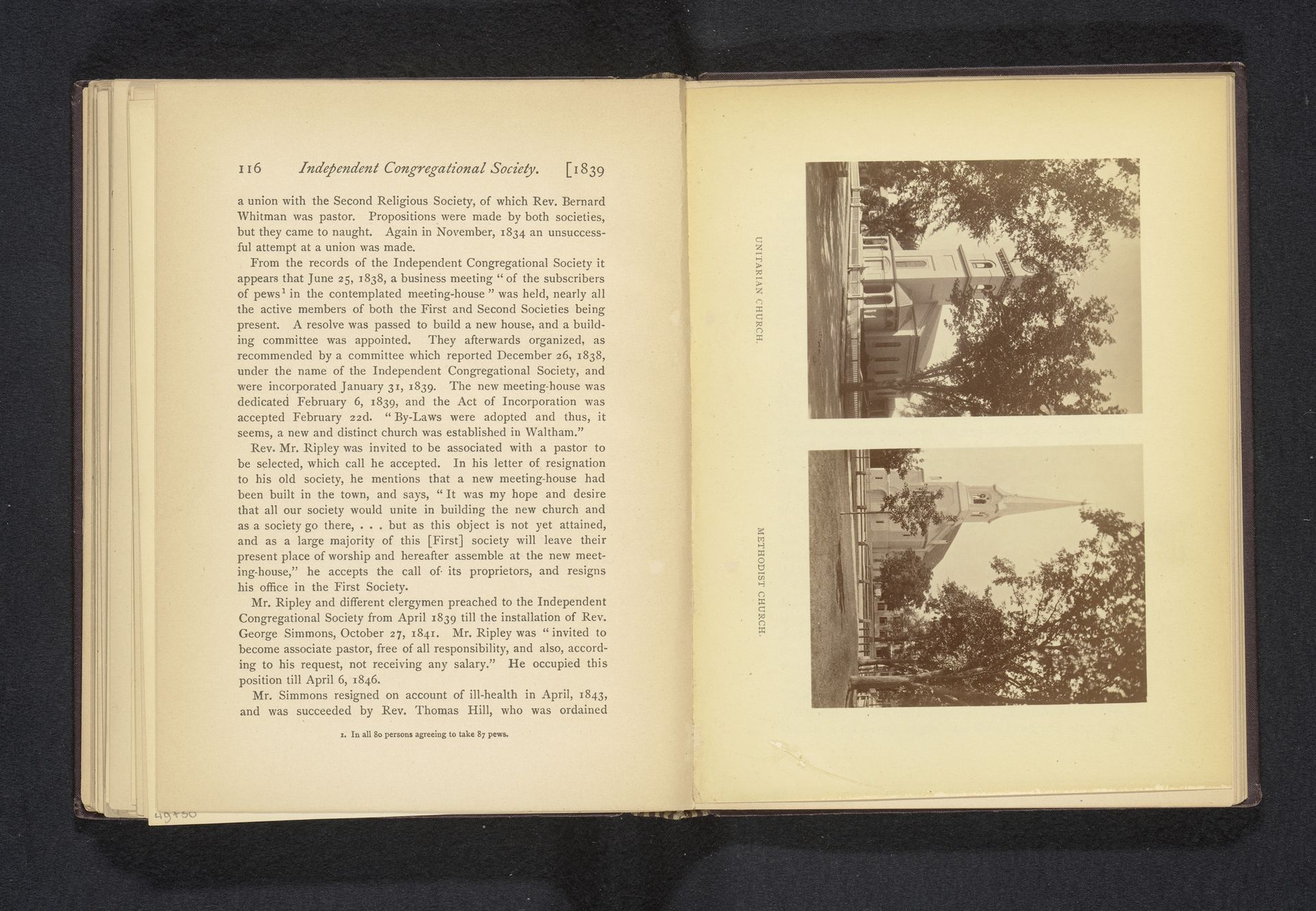 Gezicht op een methodistische kerk in Waltham, Massachusetts by Thomas R. Lewis