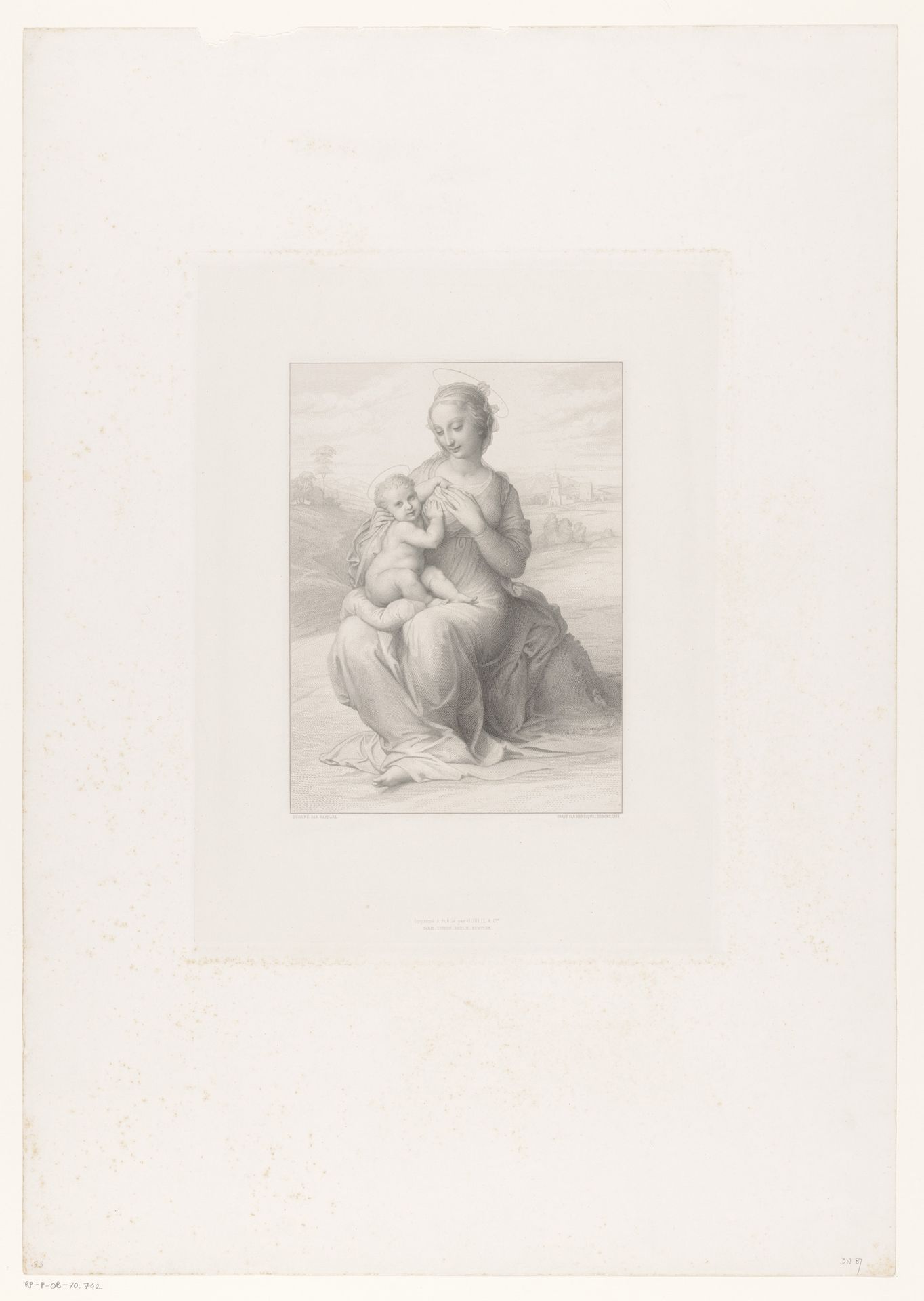 Maria met Kind, zittend in een landschap by Louis Pierre Henriquel-Dupont