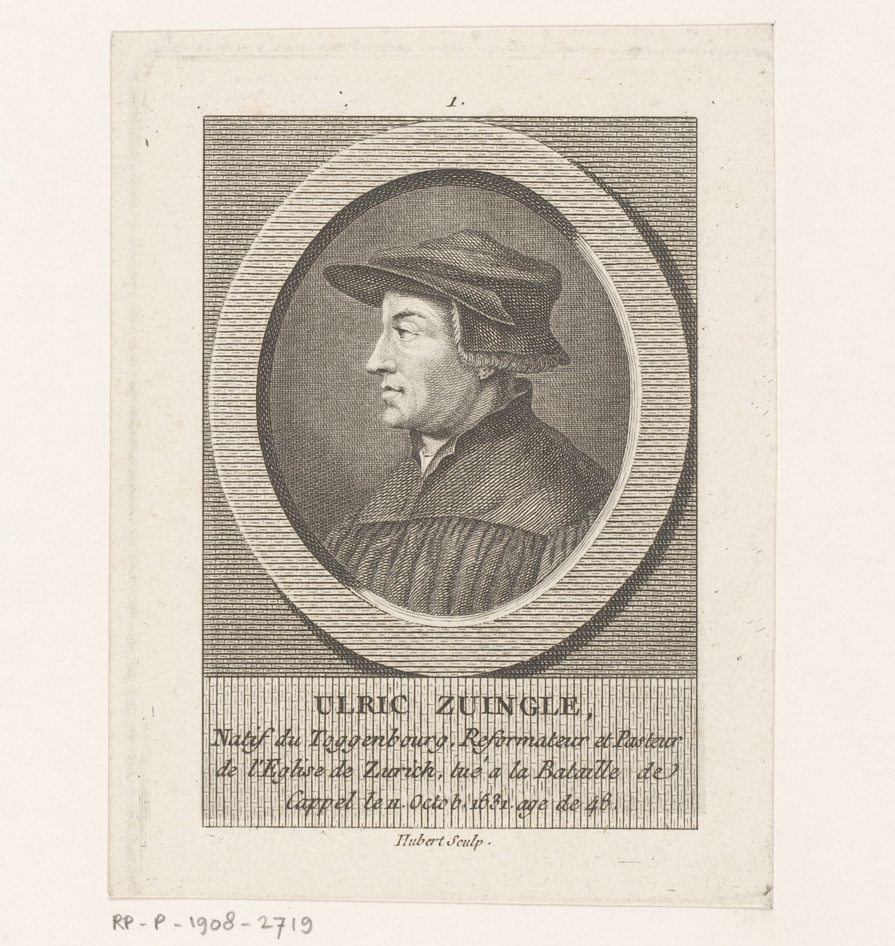 Portret van Ulrich Zwingli by François Hubert