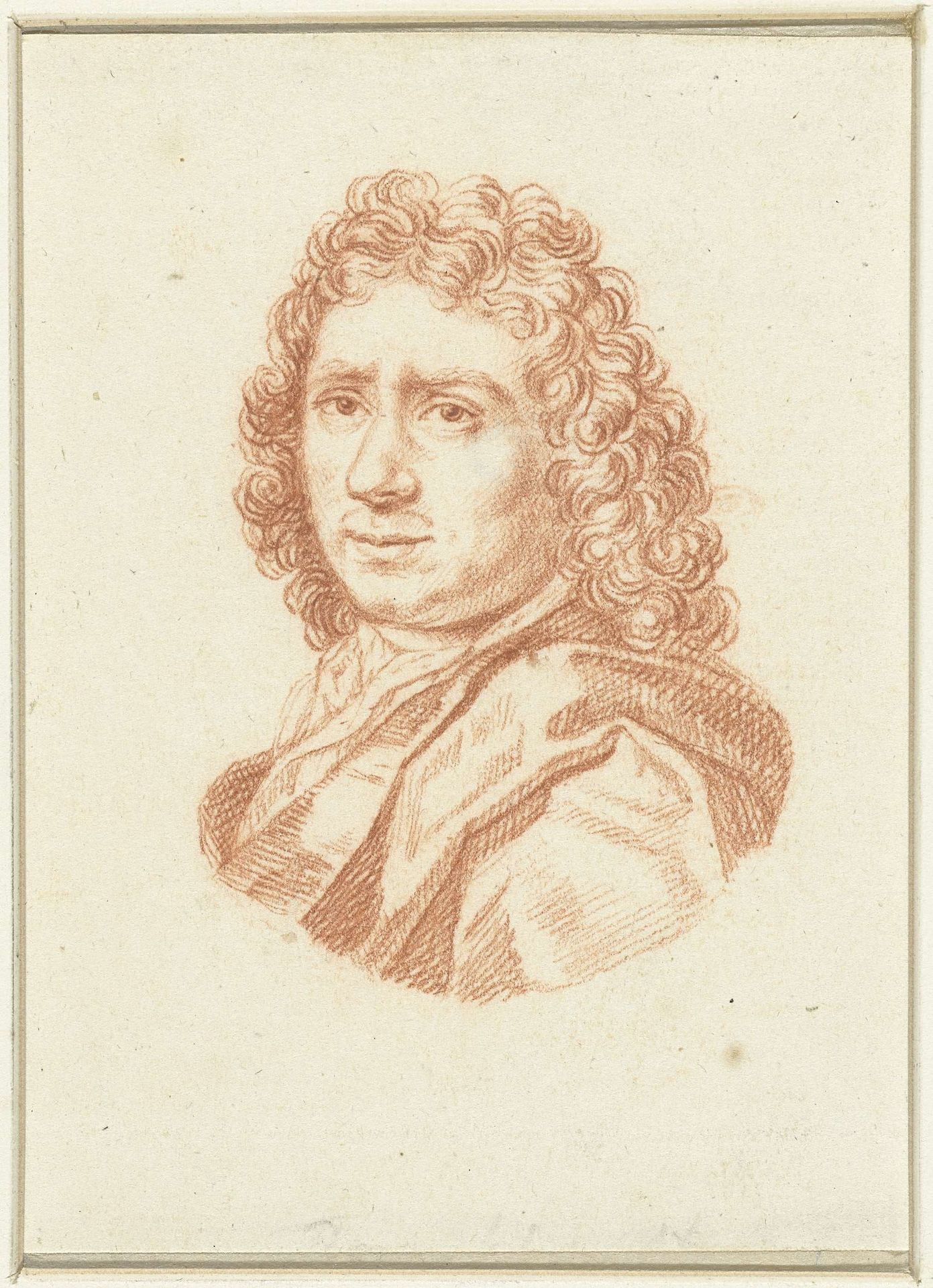 Portret van een onbekende kunstenaar by Jacob Houbraken