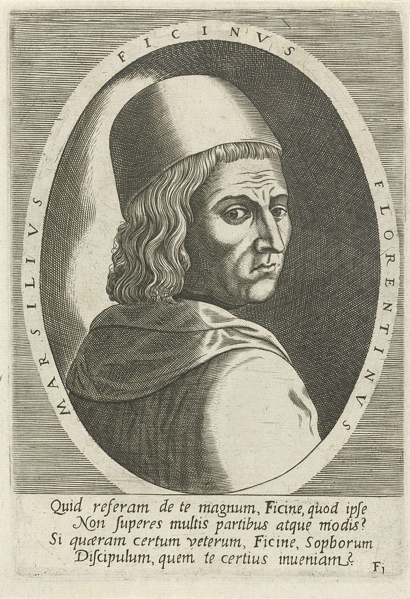 Portret van Marsilio Ficino by Philips Galle