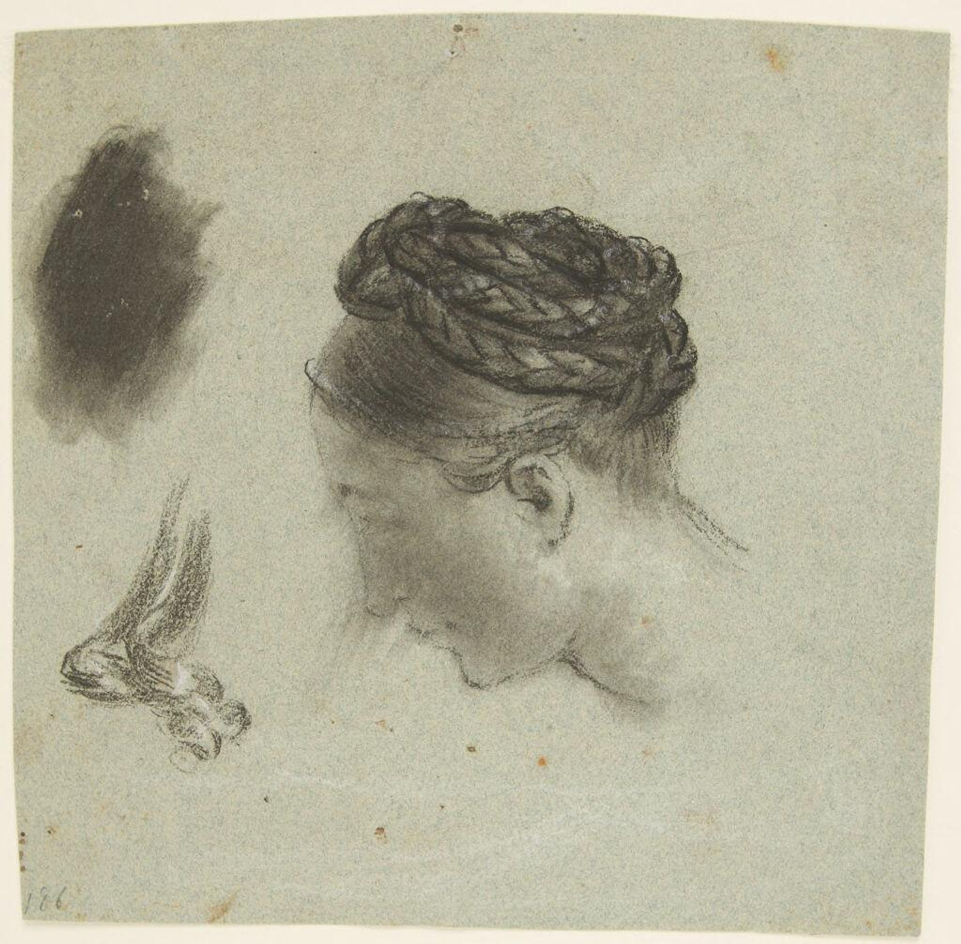 Profile of a Girl's Head with Braids; Study of Curls, for "Belshazzar's Feast" by Washington Allston