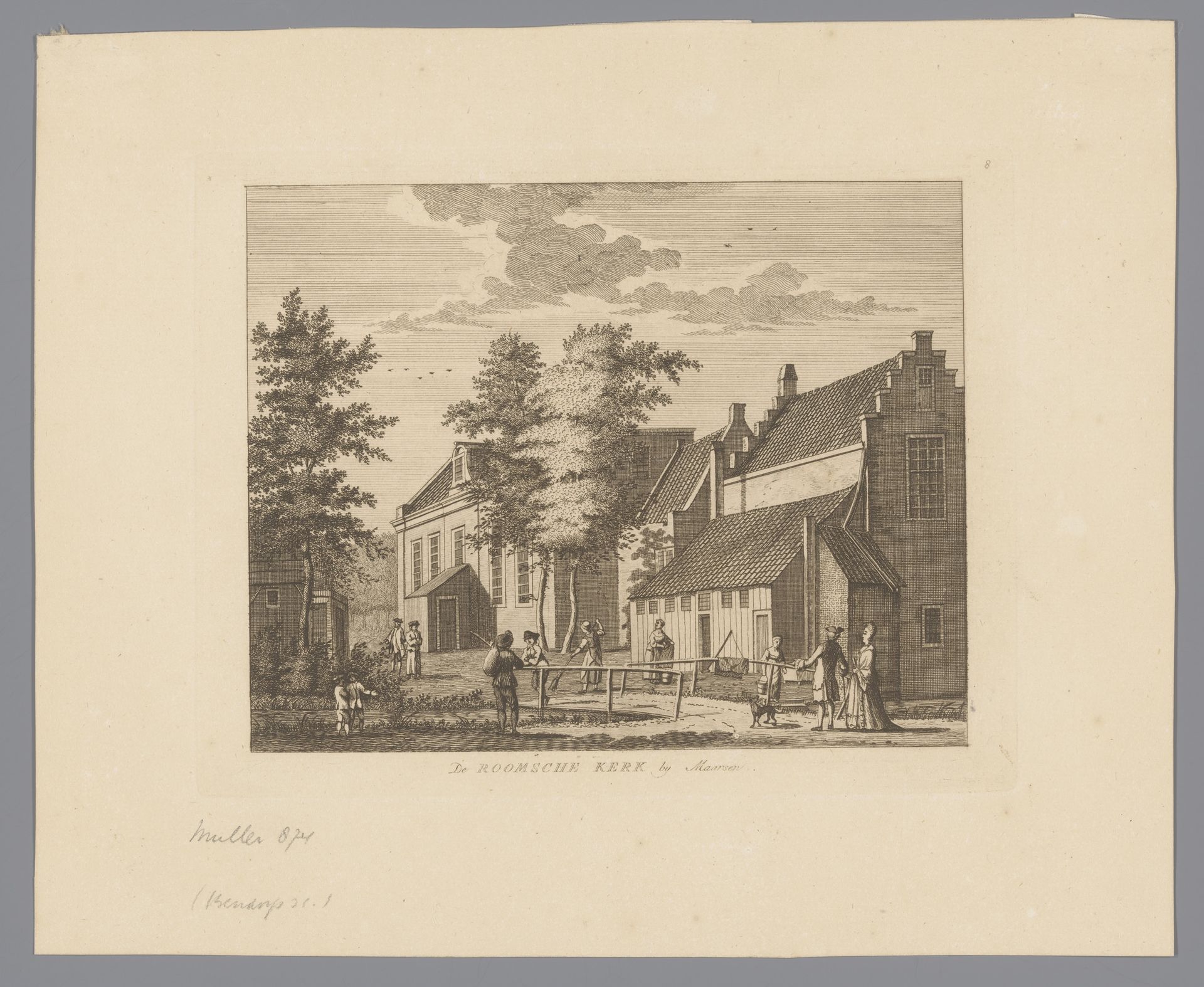 Gezicht op de Rooms-katholieke kerk te Maarssen by Hermanus Petrus Schouten