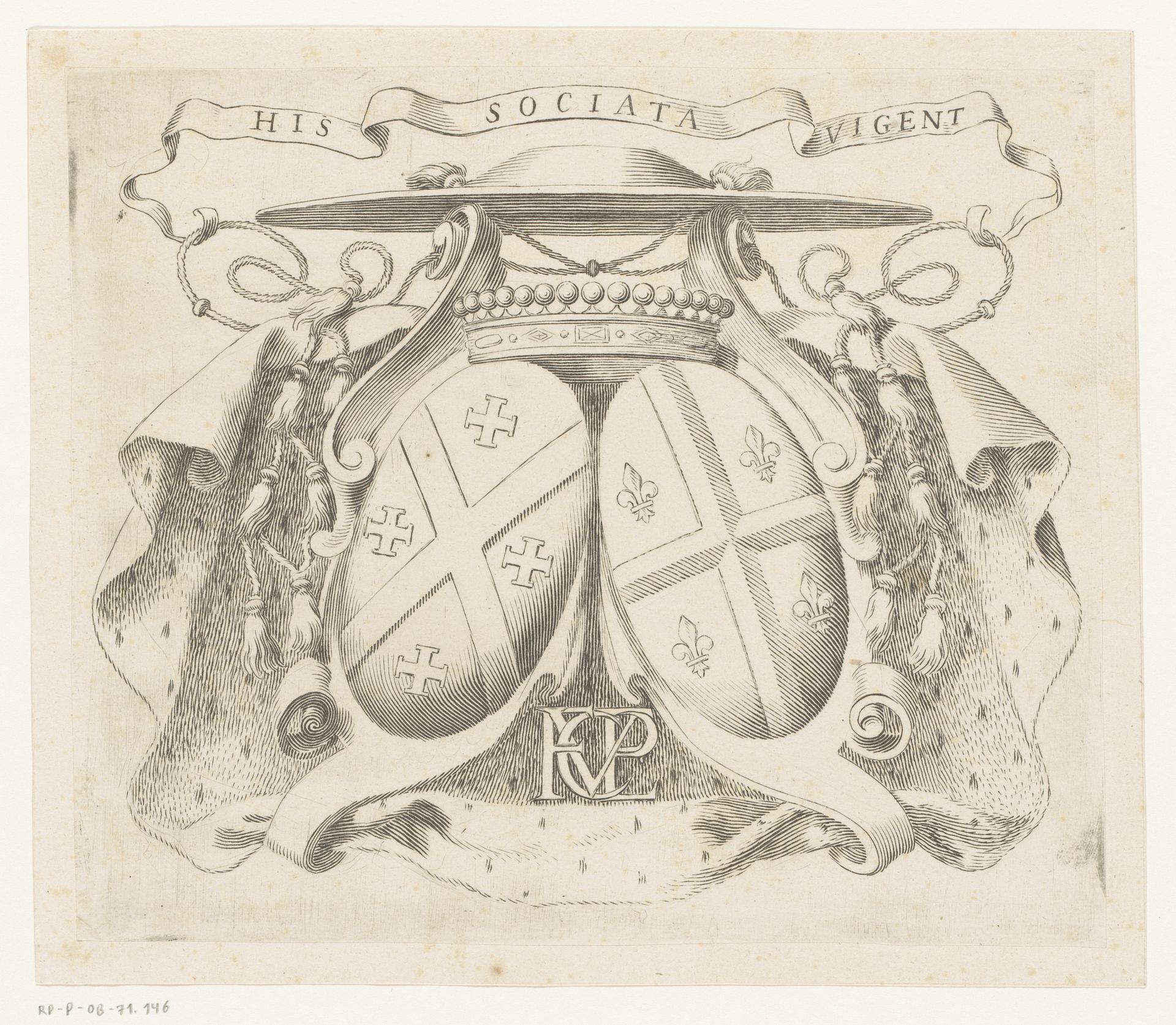 Wapenschild van Félix Vialar by Claude Mellan