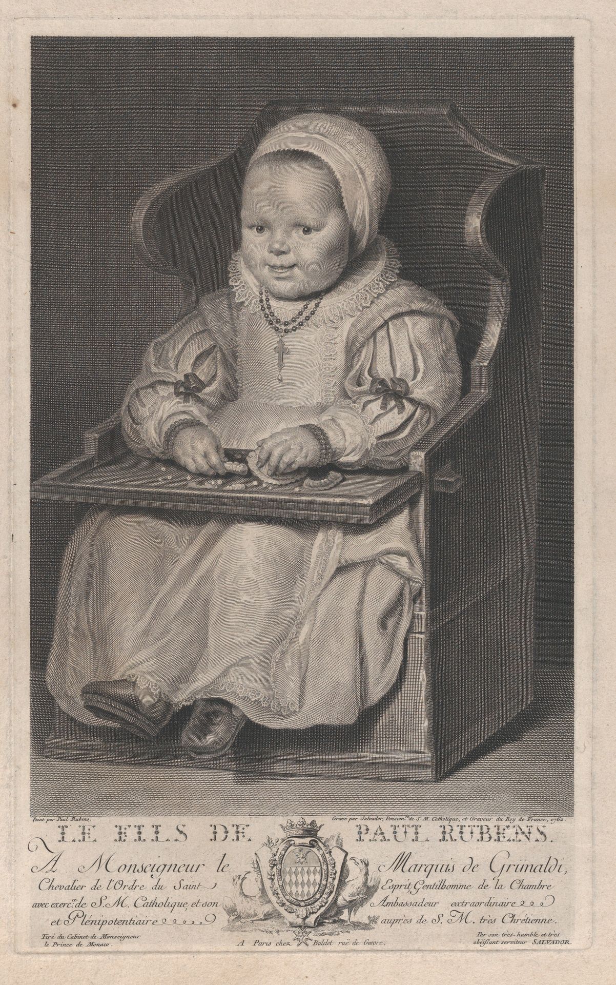 Portrait of one of Cornelis de Vos' children (probably), seated in a baby chair by Manuel Salvador Carmona