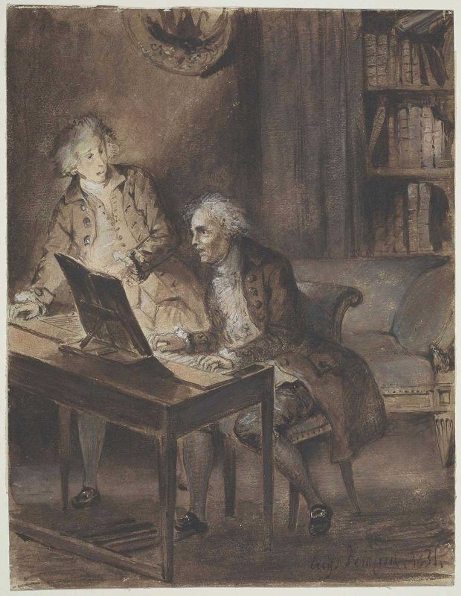 Willibald von Glueck at the Clavecin Composing the Score of his Armide by Eugène Delacroix