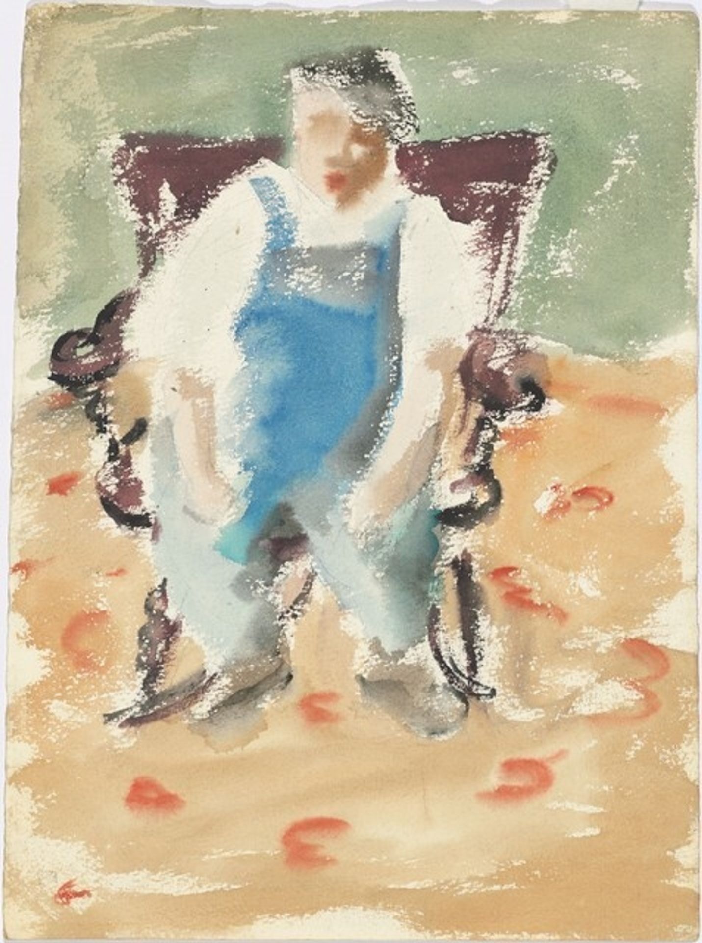 Man Wearing Overalls and Hat Sitting in a Rocking Chair by Mark Rothko