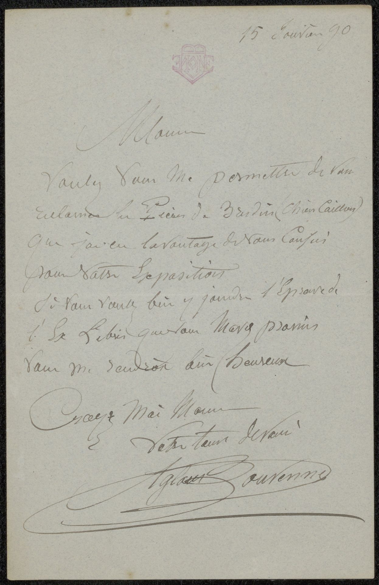 Brief aan Philip Zilcken by Aglaüs Bouvenne