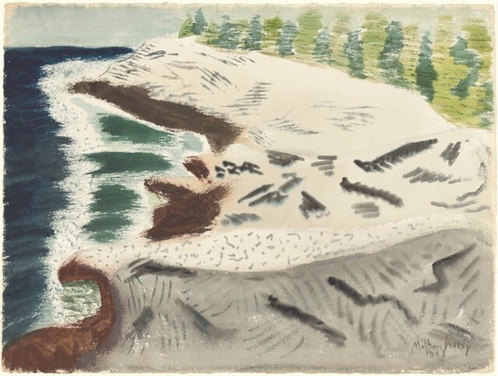 Sea and Rocky Shore by Milton Avery