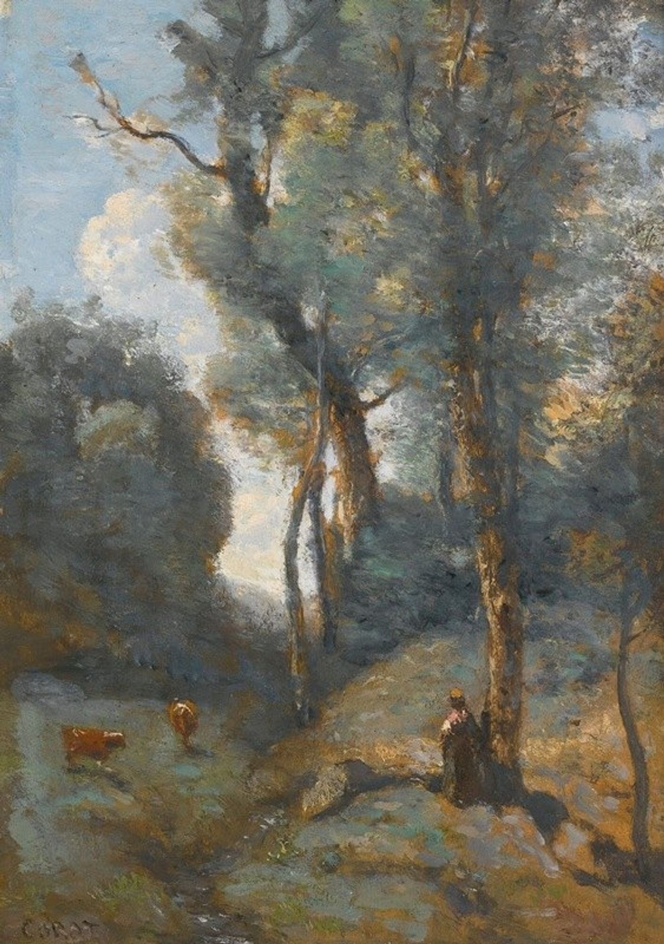 Vachère Sur Un Coteau Boisée by Camille Corot