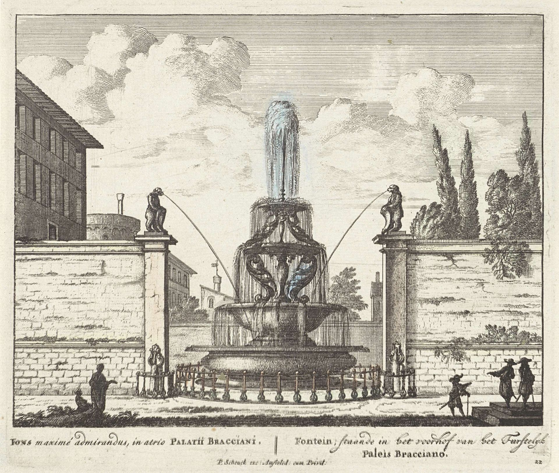Fontein in het hof van paleis Bracciano by Anonymous