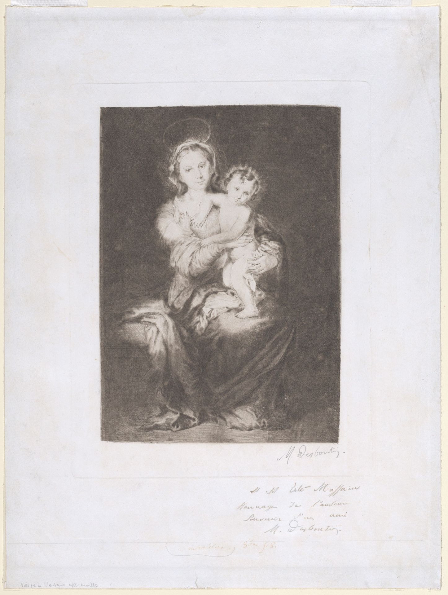 Virgin and Child, after Murillo by Marcellin Desboutin