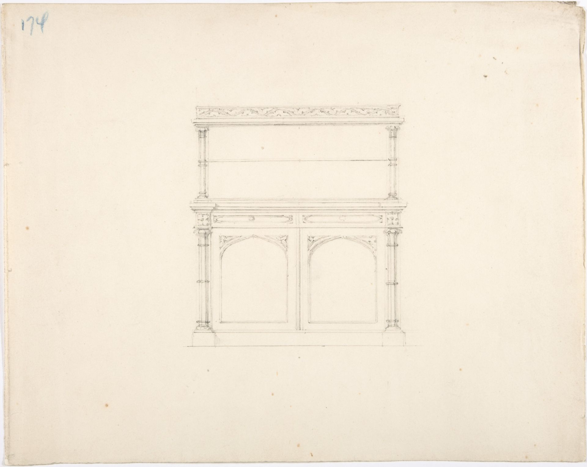 Design for a Gothic Style Mirrored Cabinet by Anonymous